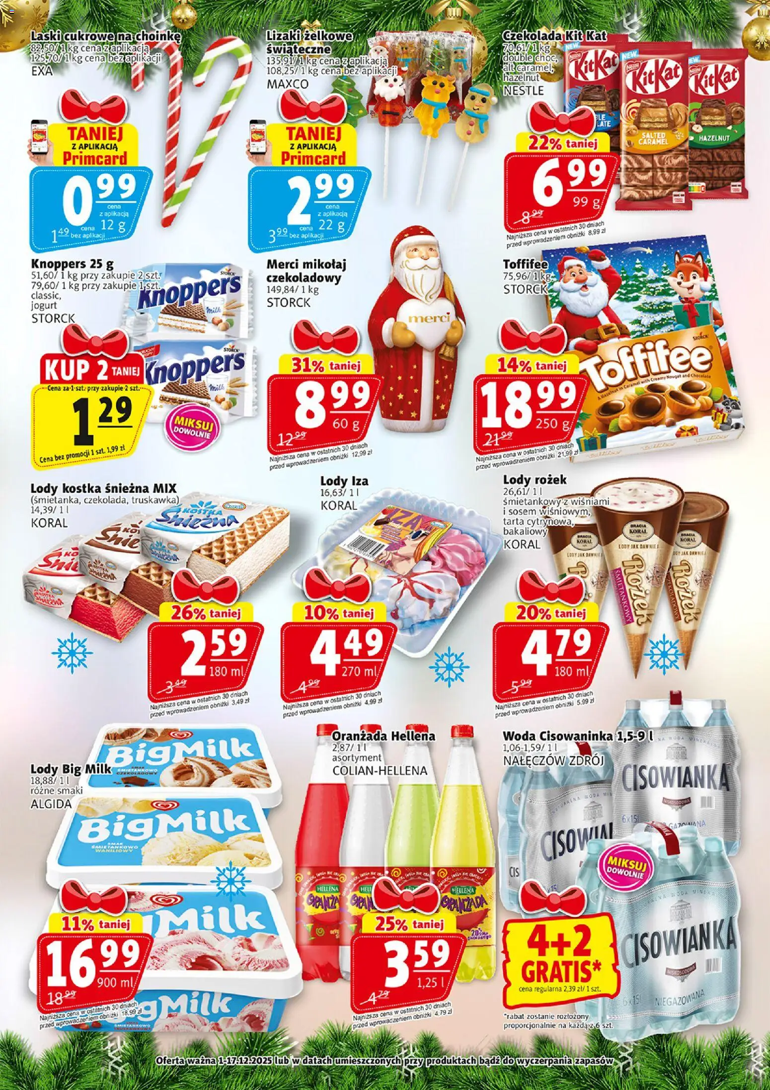 Prim Market Gazetka świąteczna od 01.12.2025 | Strona: 13 | Produkty: Knoppers, Merci, Toffifee, Oranżada hellena