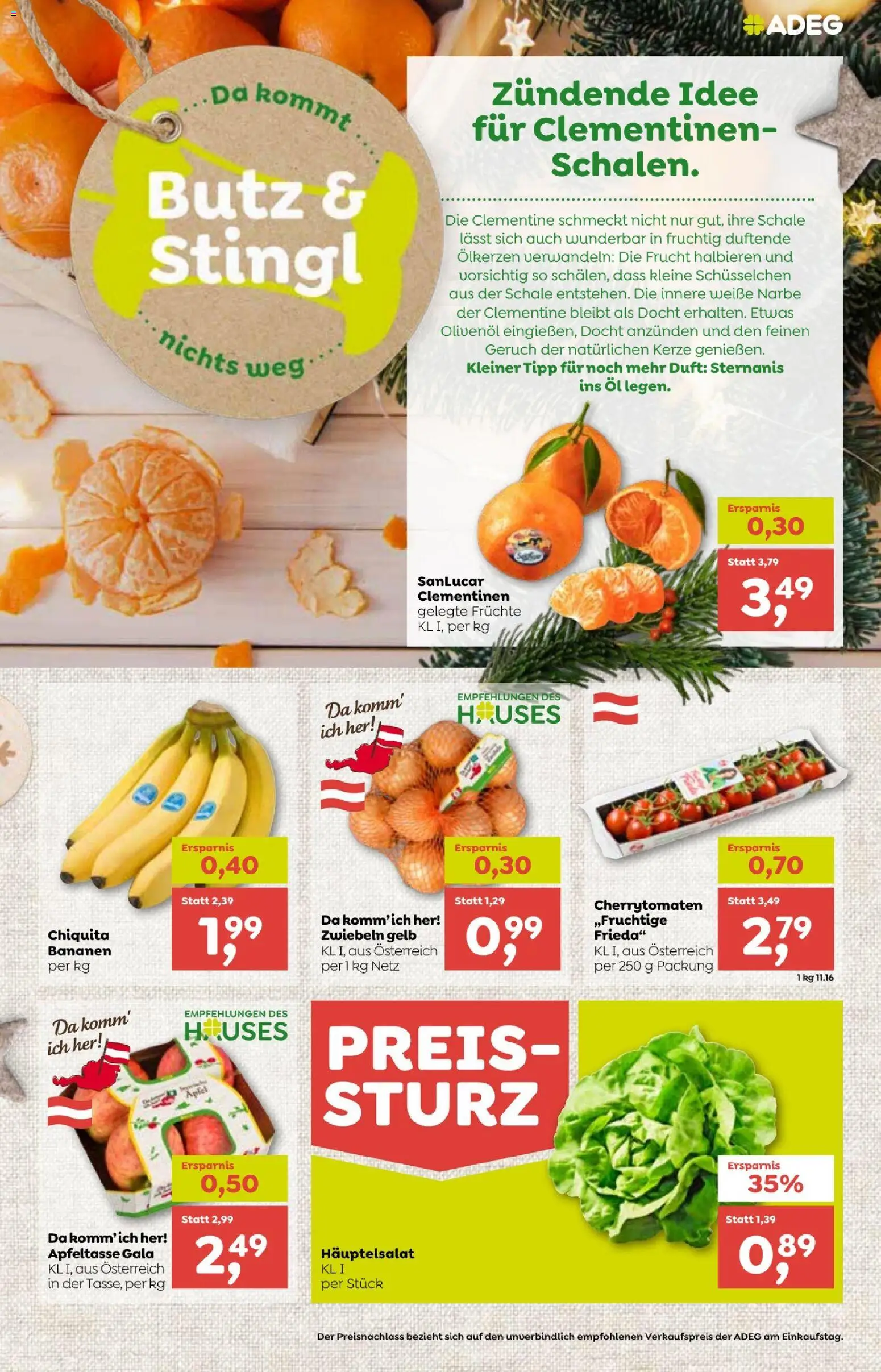 ADEG Wien gültig ab 04.12.2025 | Seite: 3 | Produkte: Zwiebeln, Duft, Öl, Bananen