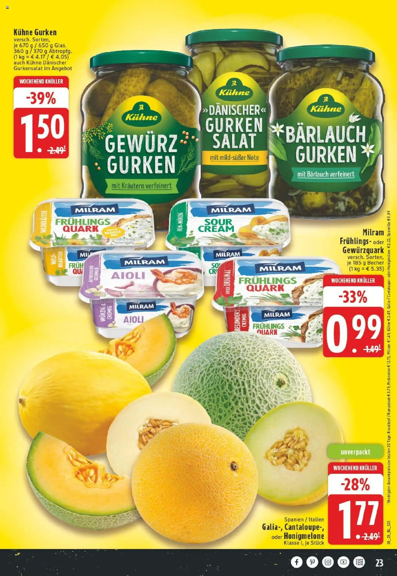 Edeka prospekt Dortmund-Brackel	 - gültig ab dem 06.07.2025 | Seite: 23 | Produkte: Rumpsteak, Honigmelone, Milram, Salat