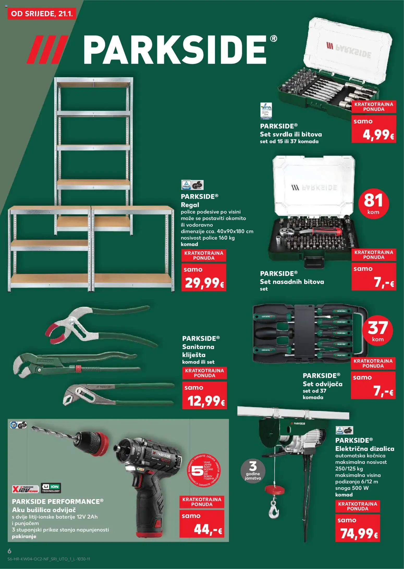 Kaufland katalog | vrijedi od 21.01.2026 | Stranica: 6 | Proizvodi: Aku bušilica, Kliješta, Bušilica, Parkside