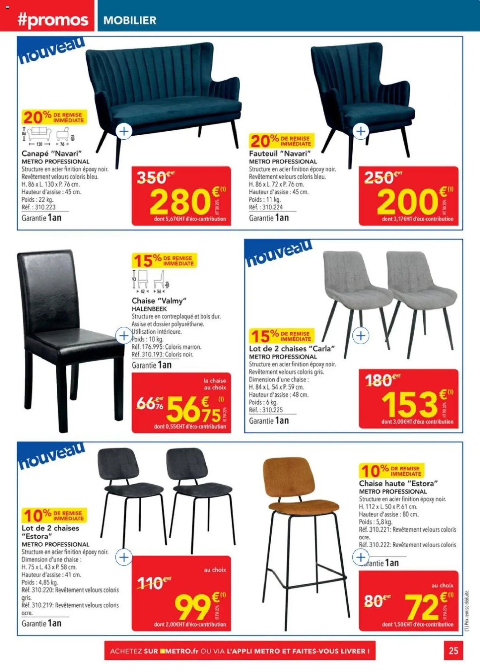 {H1} | Page: 25 | Produits: Poids, Canapé, Fauteuil, Chaise