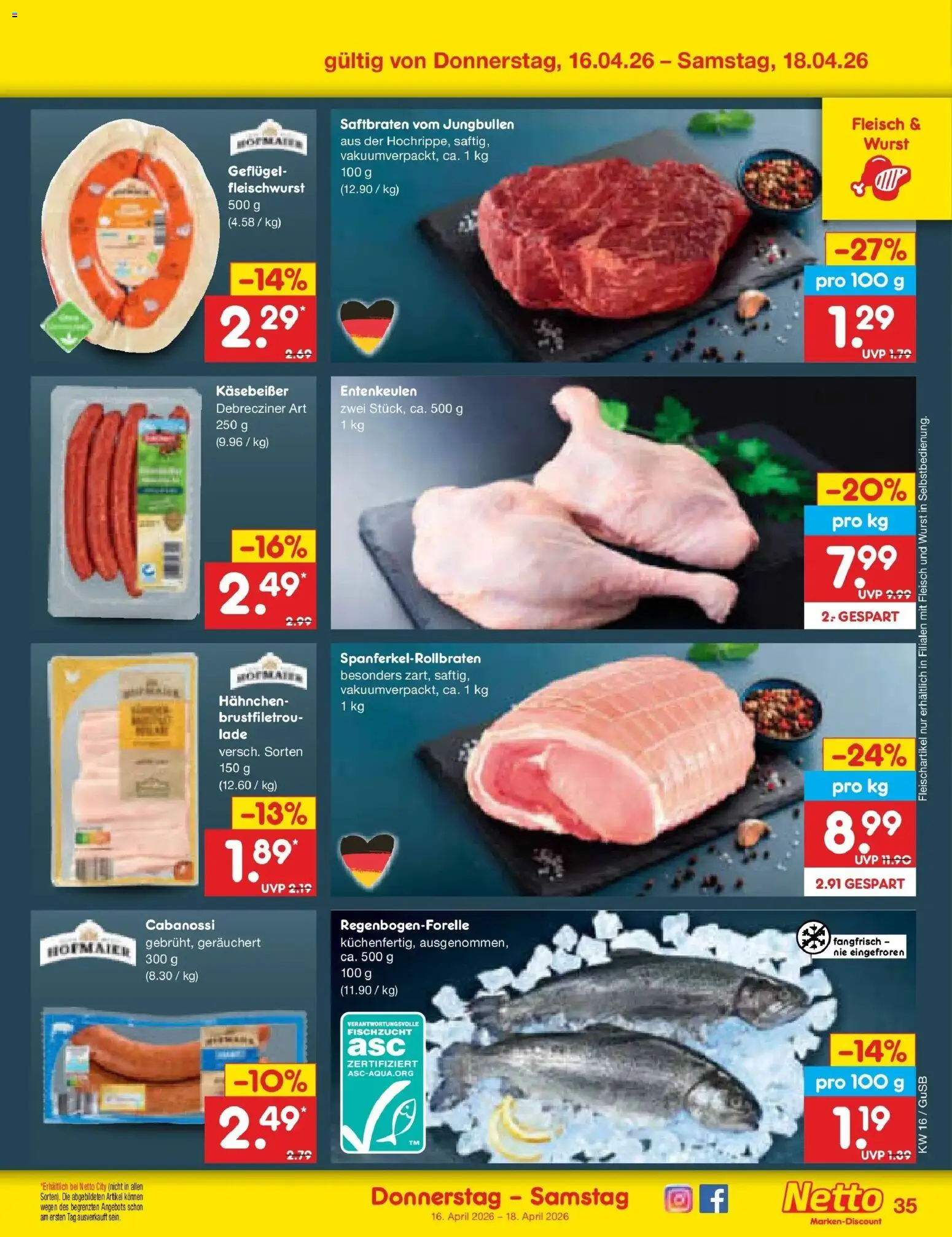 Netto Marken-Discount Prospekt Machern	 – gültig ab 13.04.2026 | Seite: 57 | Produkte: Hahnchen, Wurst, Fleisch