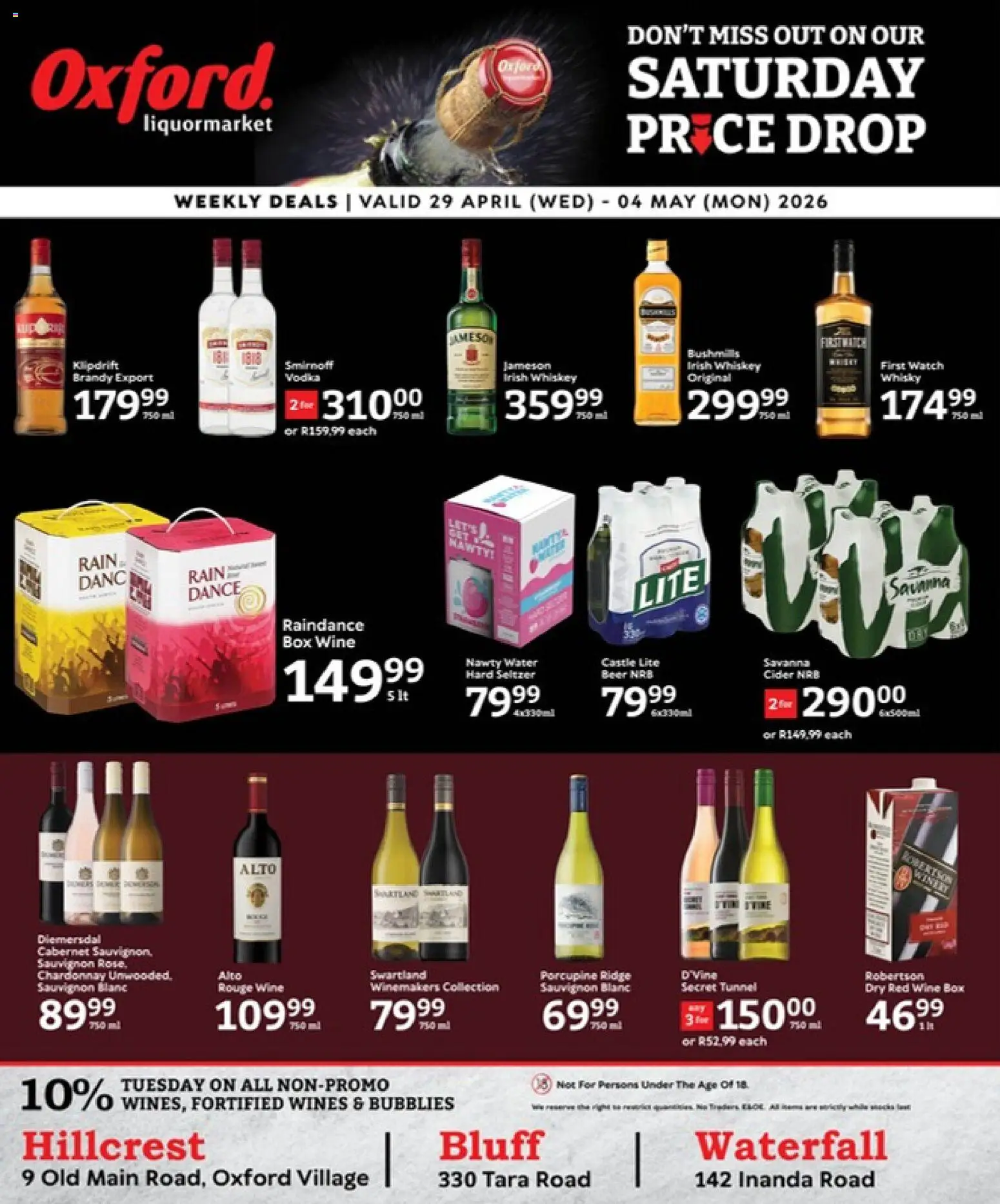 New Oxford Freshmarket catalogue – valid from 29.04.2026 | Page: 16 | Products: Box, Cider, Wine, Water