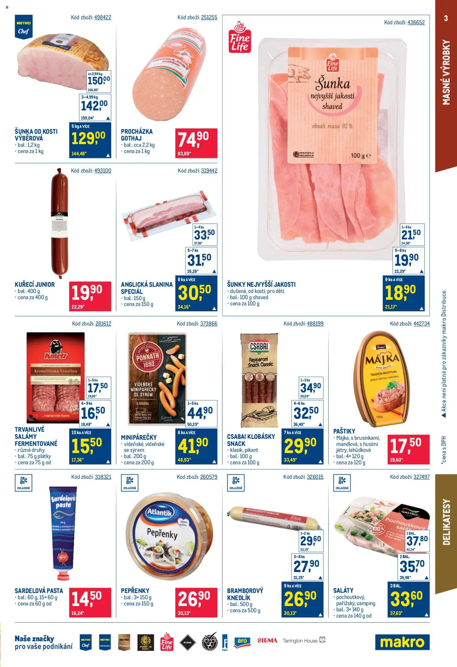 Makro leták - Maloobchod od 25.02.2026 | Strana: 3 | Produkty: Saláty, Šunka od kosti, Anglická slanina, Klobásky
