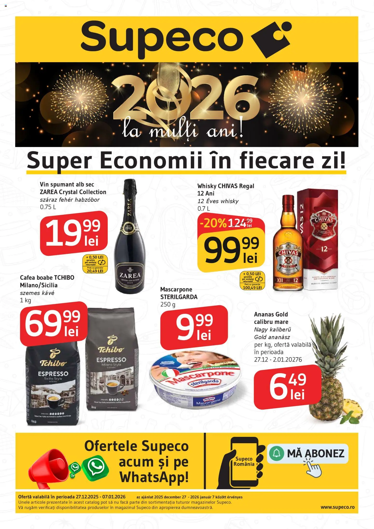 Noul catalog Supeco – valabil de la 27.12.2025 | Pagină: 1 | Produse: Delgeç, Vin, Ananas, Mascarpone
