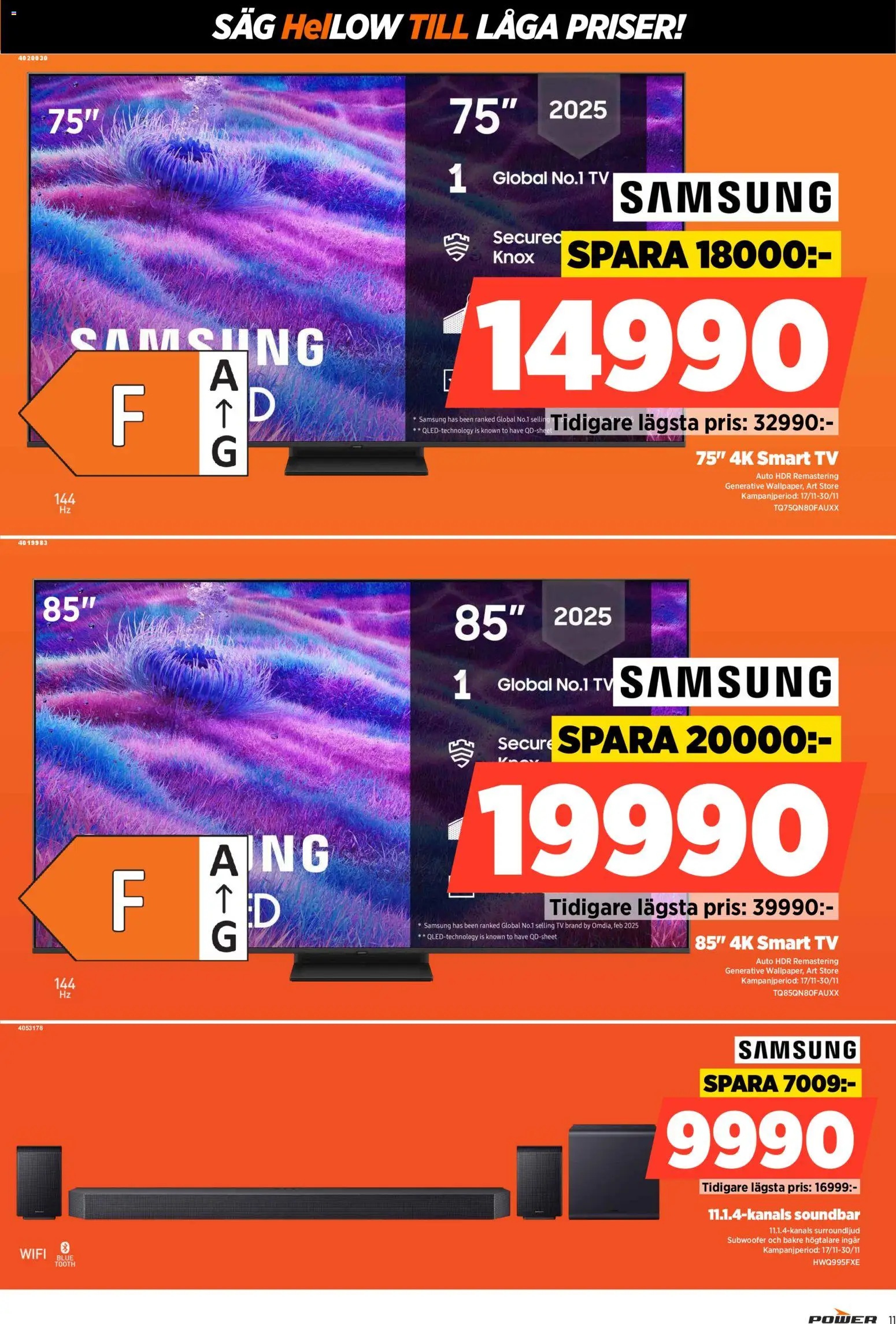 Power reklamblad aktuell från 24.11.2025 | Sida: 11 | Produkter: Såg, Smart tv, Tv, Wifi