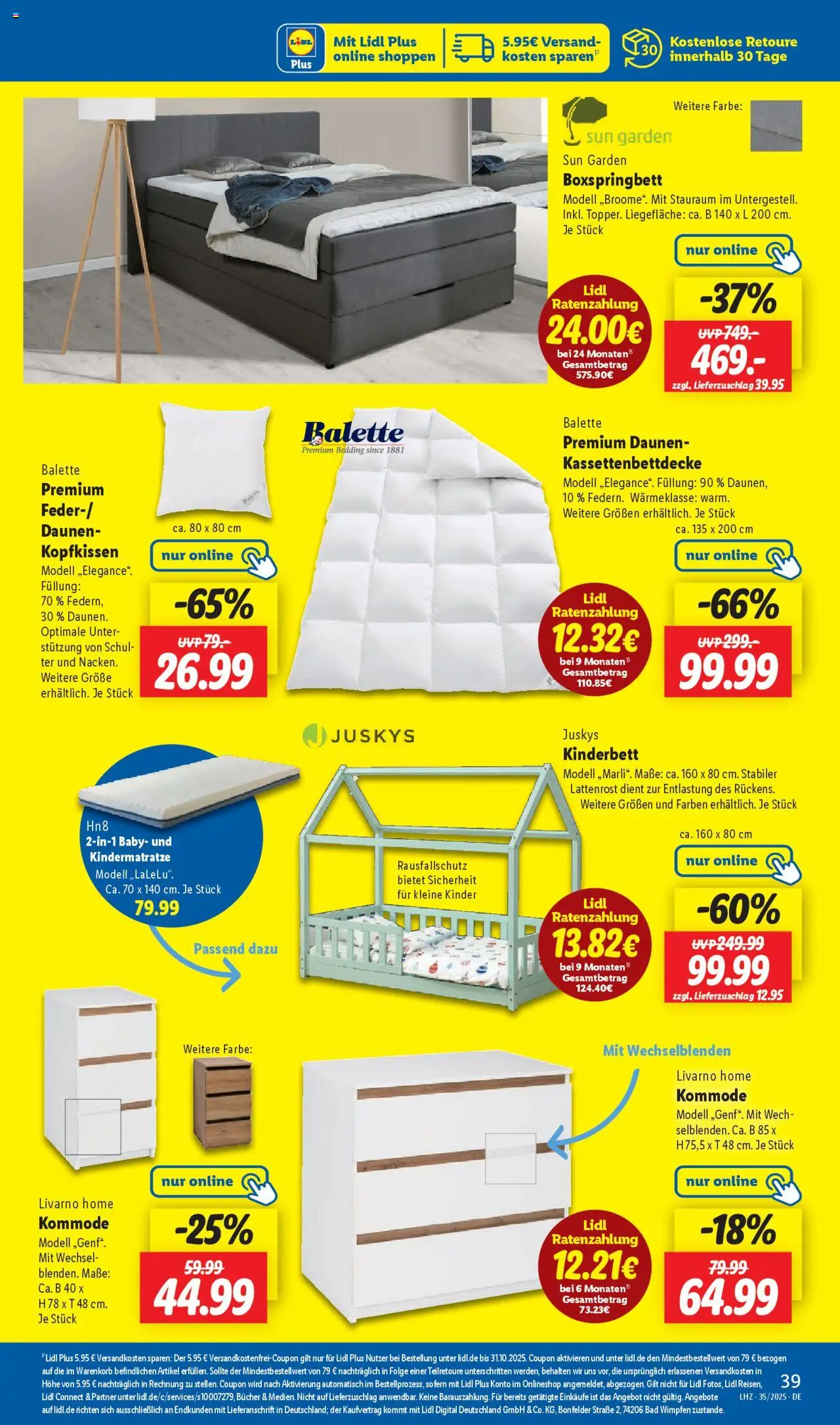 Lidl Prospekt Gladenbach - gültig ab dem 25.08.2025 | Seite: 9 | Produkte: Kommode, Lattenrost, Boxspringbett, Bad