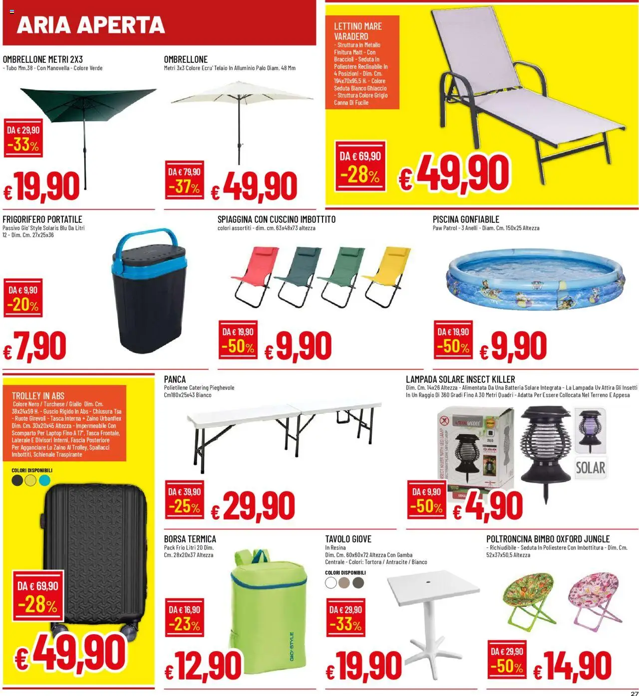Volantino Galassia del 07.08.2025 | Pagina: 27 | Prodotti: Panca, Piscina, Tavolo, Batteria