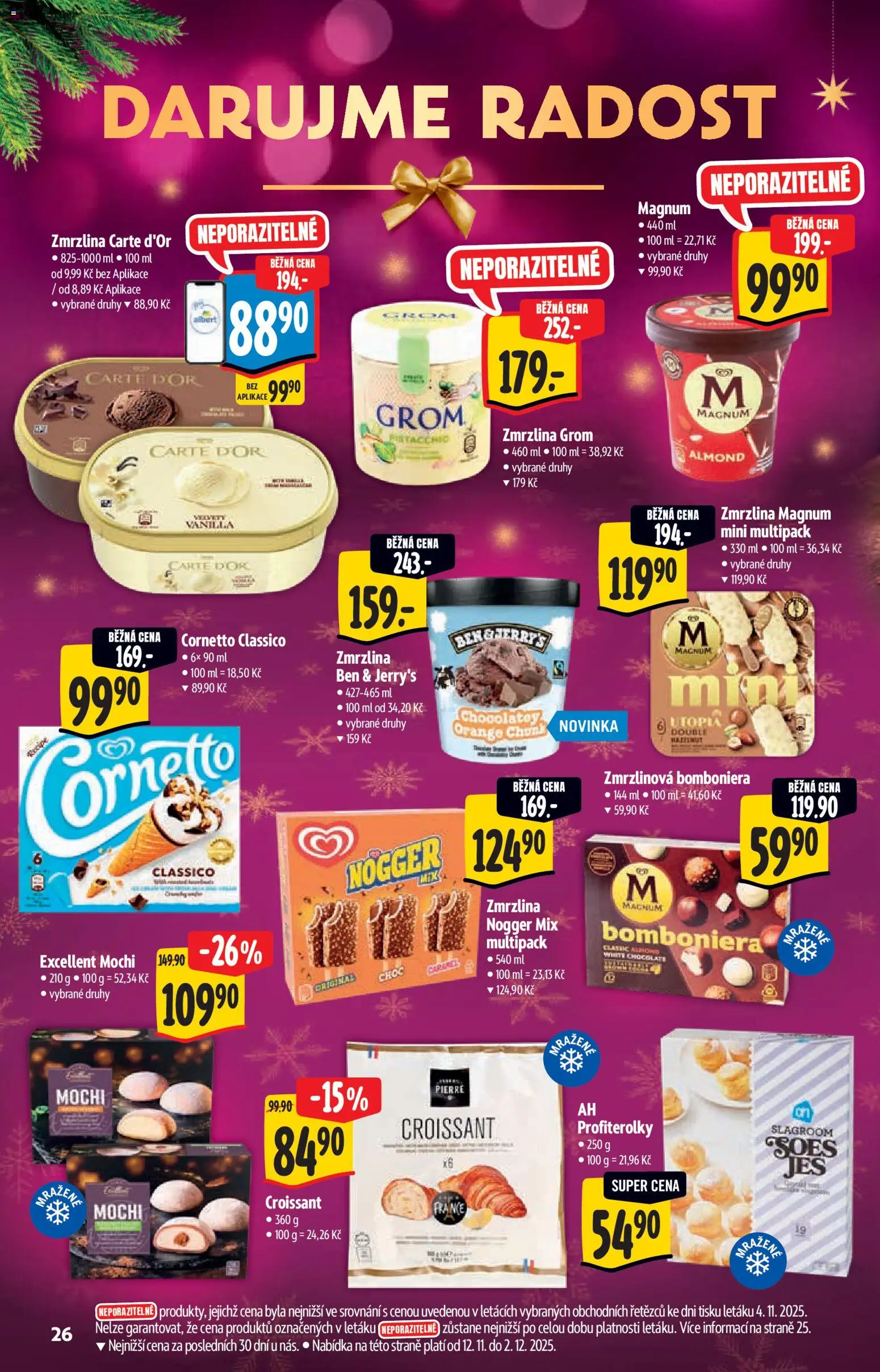 Albert katalog - Supermarket od 12.11.2025 | Strana: 26 | Produkty: Profiterolky, Zmrzlina, Magnum, Carte d'or
