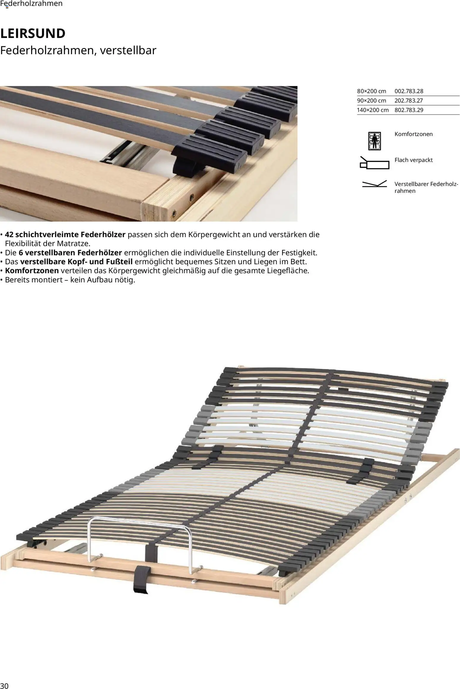 Ikea Prospekt  Schlafkomfort	 – gültig ab 30.09.2025 | Seite: 30 | Produkte: Bett, Matratze