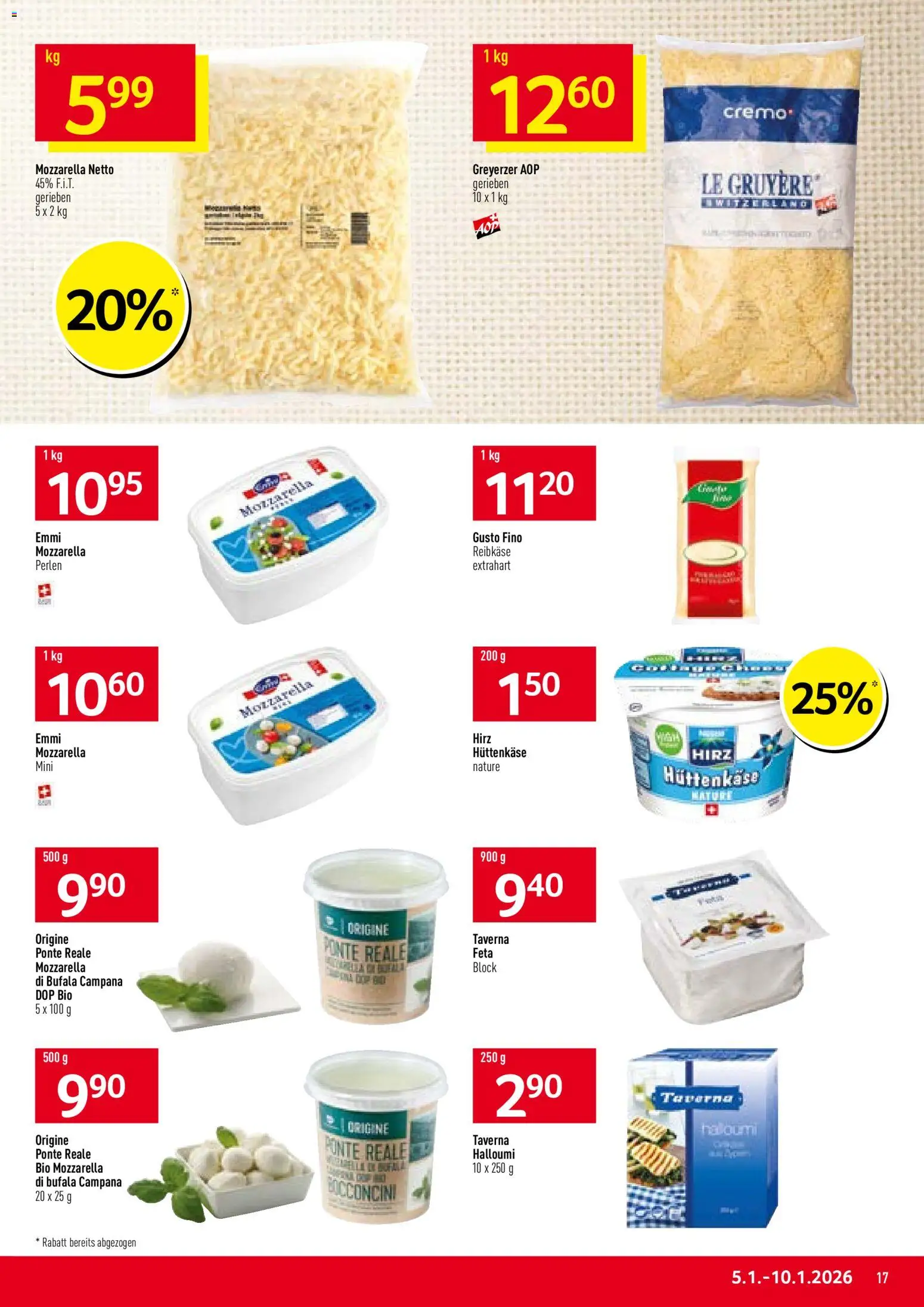Prodega Aktionen – gültig ab 05.01.2026 | Seite: 17 | Produkte: Feta, Hüttenkäse