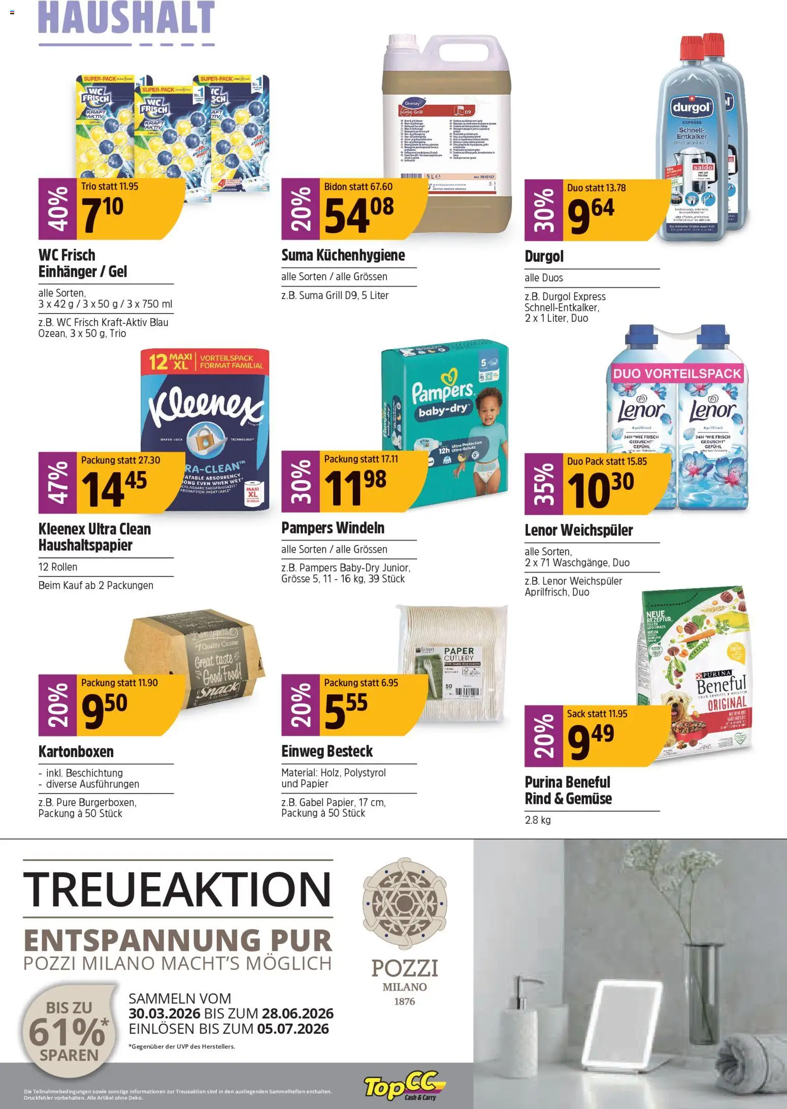 TopCC aktionen – gültig ab 20.04.2026 | Seite: 22 | Produkte: Weichspüler, Gemüse, Grill, Pampers