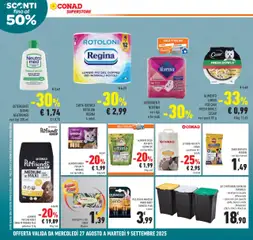 Volantino Conad del 27.08.2025 | Pagina: 26 | Prodotti: Lettiera per gatti, Pollo, Detergente, Intimo