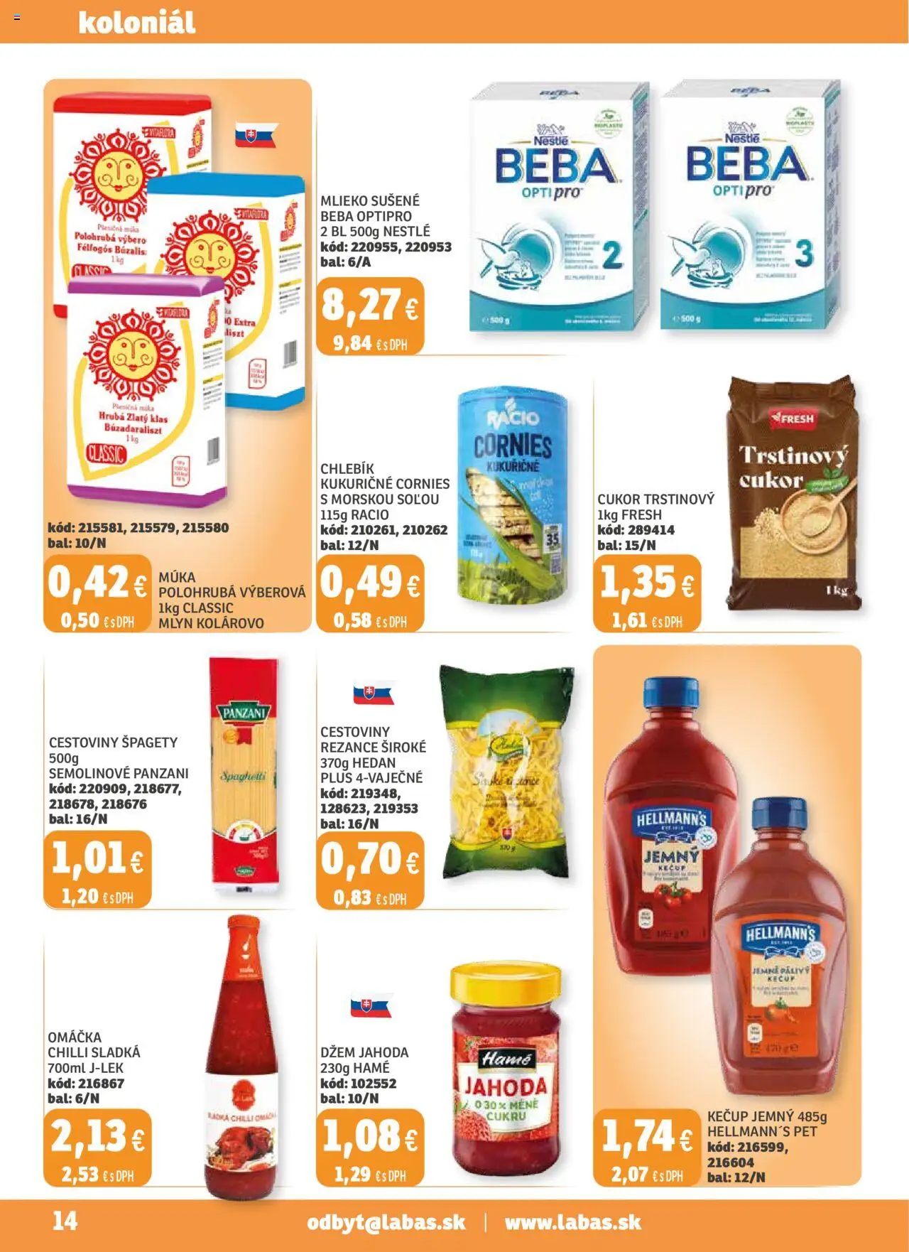 Nové Labaš akcie – leták je platný od 05.09.2025 | Strana: 14 | Produkty: Mlieko, Cukor, Múka, Omáčka