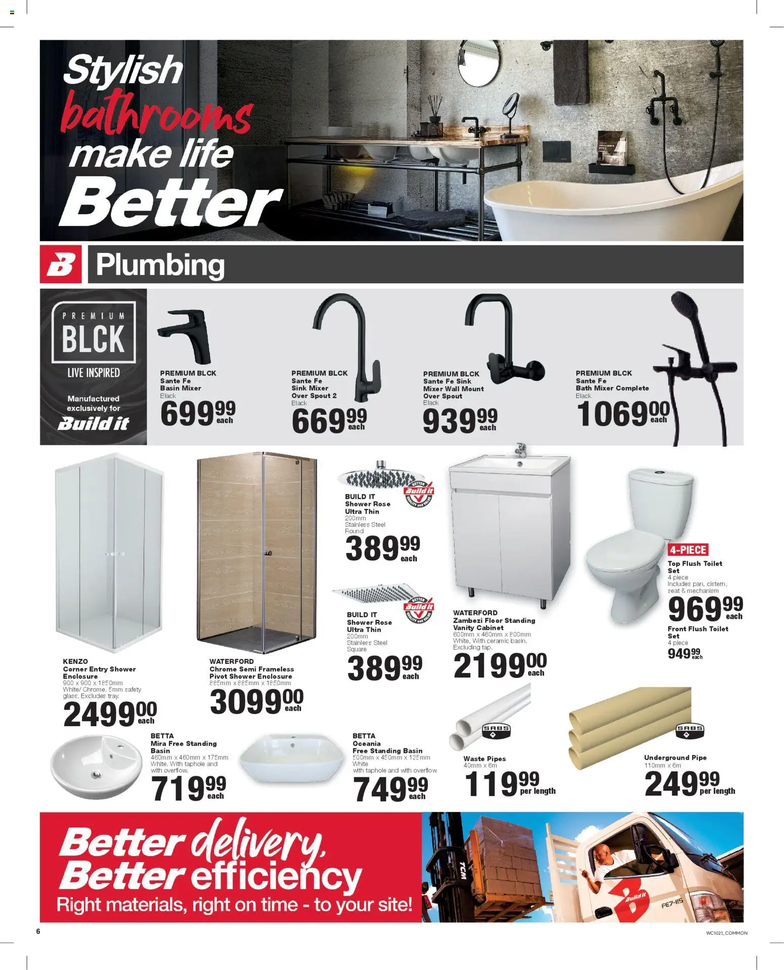 New Build It catalogue – valid from 25.11.2025 | Page: 6 | Products: Shower, Basin, Pipe, Sink
