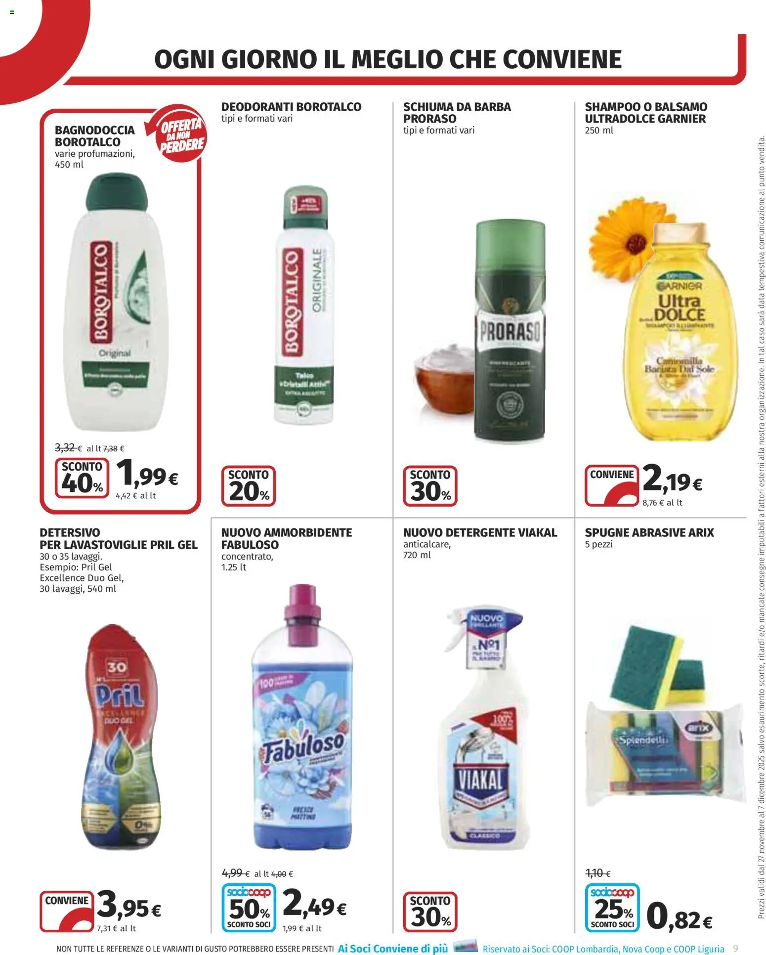 Volantino COOP del 27.11.2025 | Pagina: 9 | Prodotti: Shampoo, Balsamo, Lavastoviglie, Data