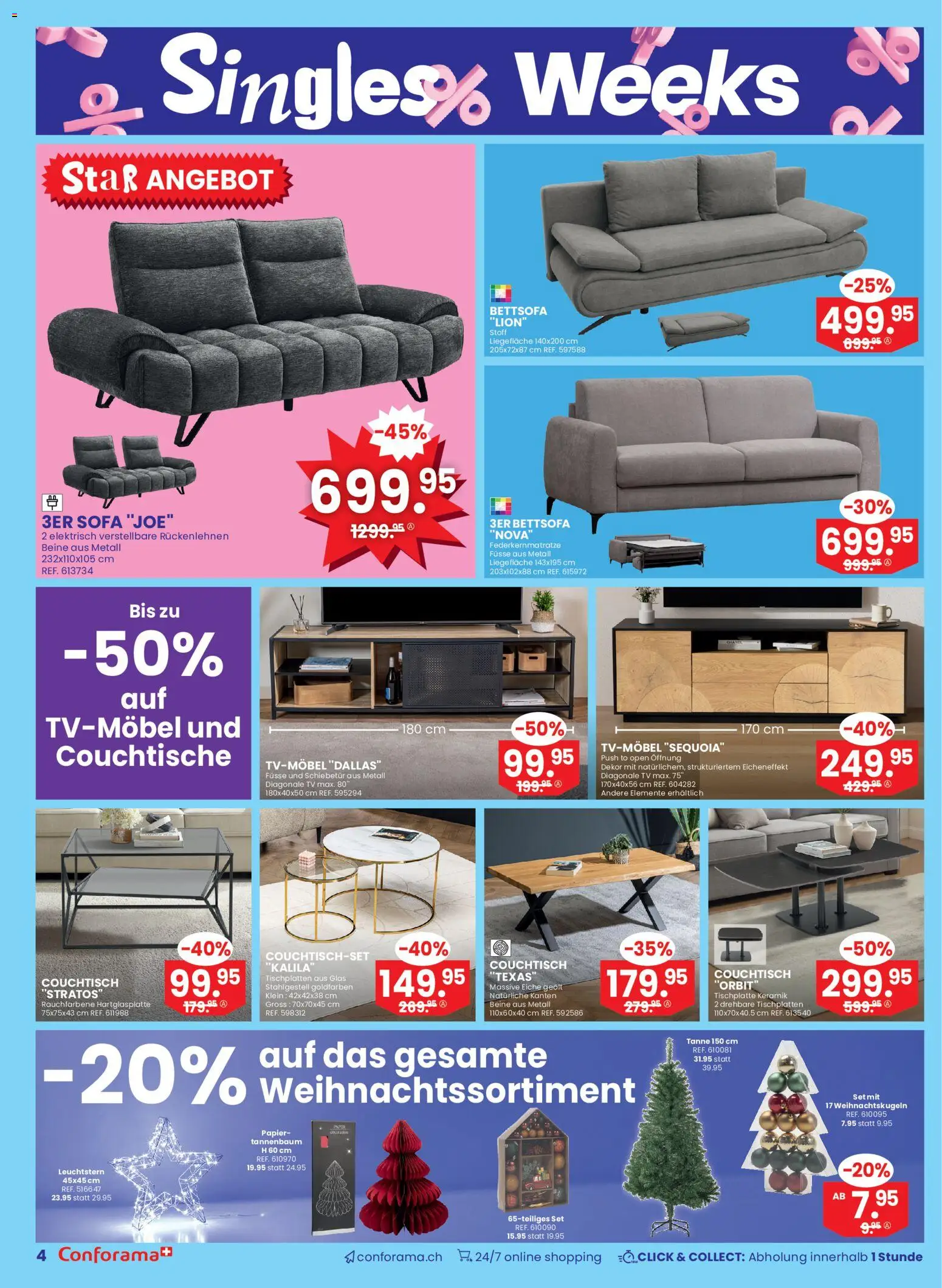 Conforama Aktionen Singles – gültig ab 05.11.2025 | Seite: 4 | Produkte: Sofa, Couchtisch, TV