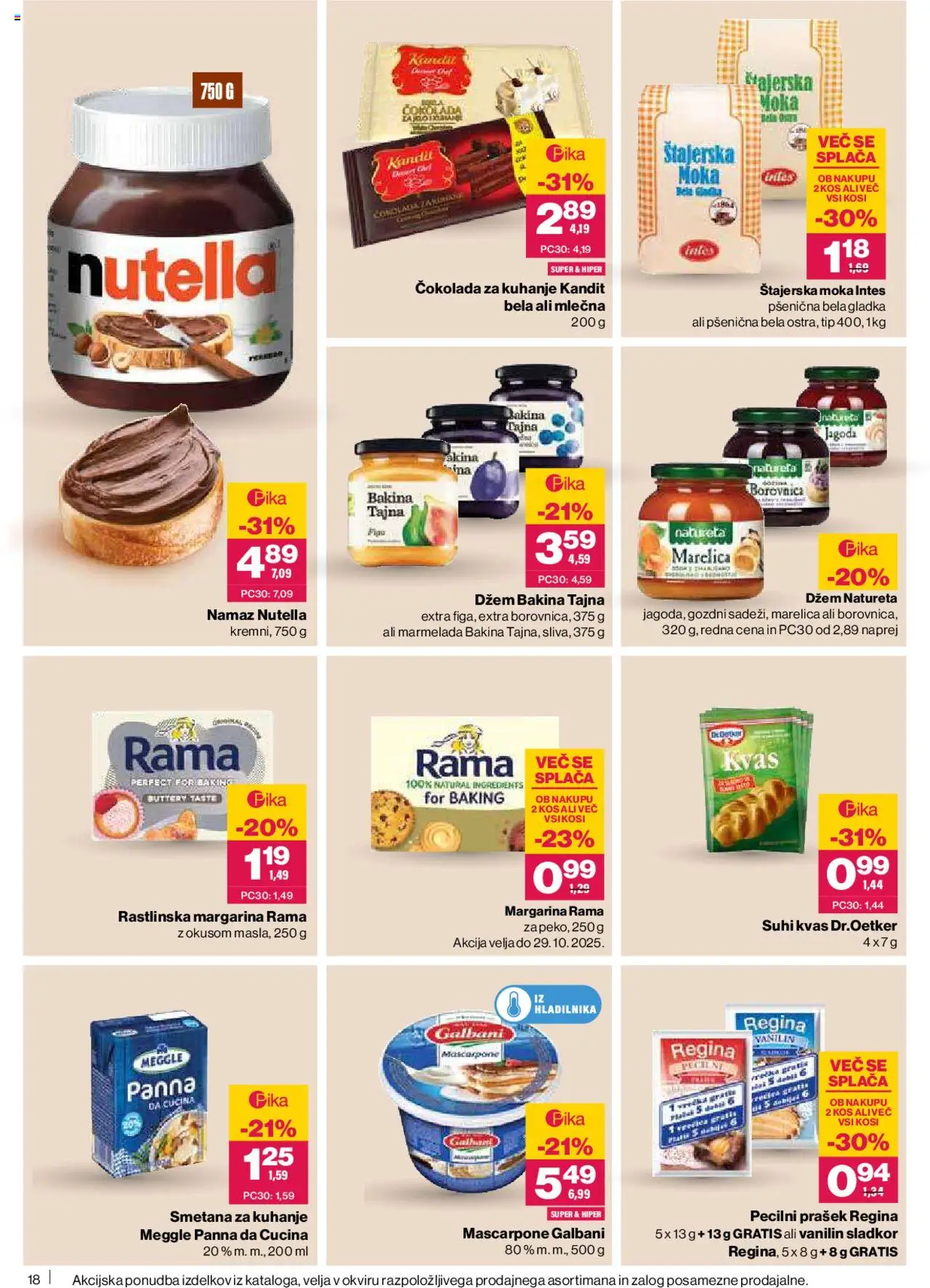 Novi Mercator katalog ponudbe – veljaven od 16.10.2025 | Stran: 18 | Izdelki: Moka, Marmelada, Kos, Smetana