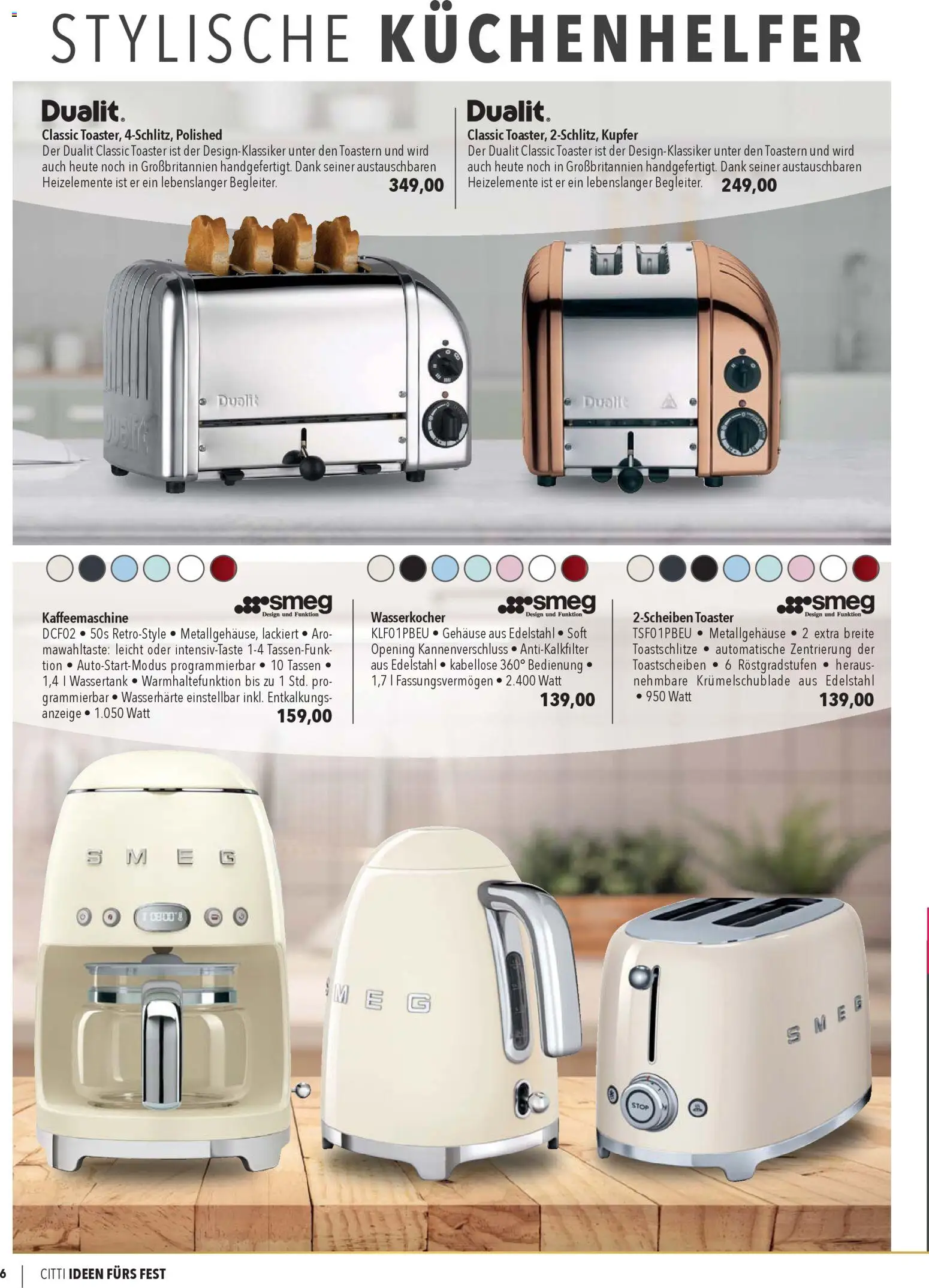 CITTI Markt  Ideen fürs Fest – gültig ab 26.11.2025 | Seite: 6 | Produkte: Kaffeemaschine, Wasserkocher, Toaster