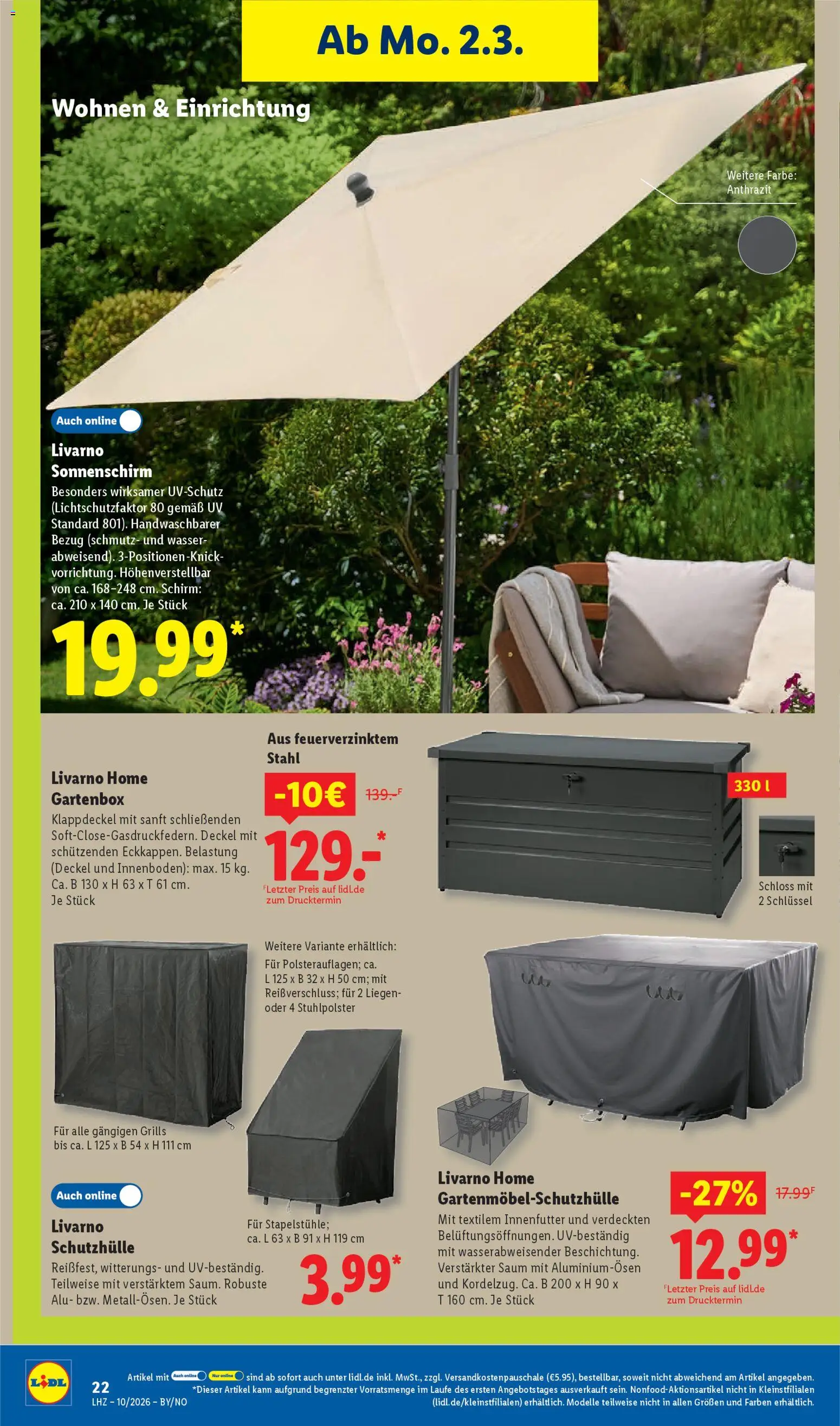 Lidl Prospekt Marne – gültig ab 02.03.2026 | Seite: 36 | Produkte: Wasser, Sonnenschirm