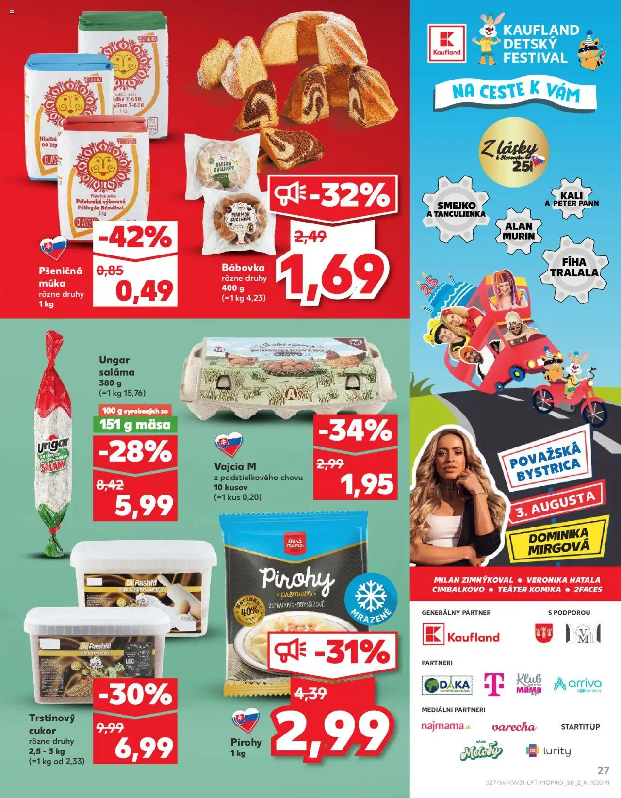 Kaufland Dubnica Nad Váhom │ platný od 31.07.2025 | Strana: 27 | Produkty: Vajcia, Saláma, Pšeničná múka, Múka