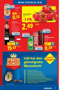 Lidl Aktionen ab 11.12.2025 gültig | Seite: 3 | Produkte: Wein, Tomaten, Top