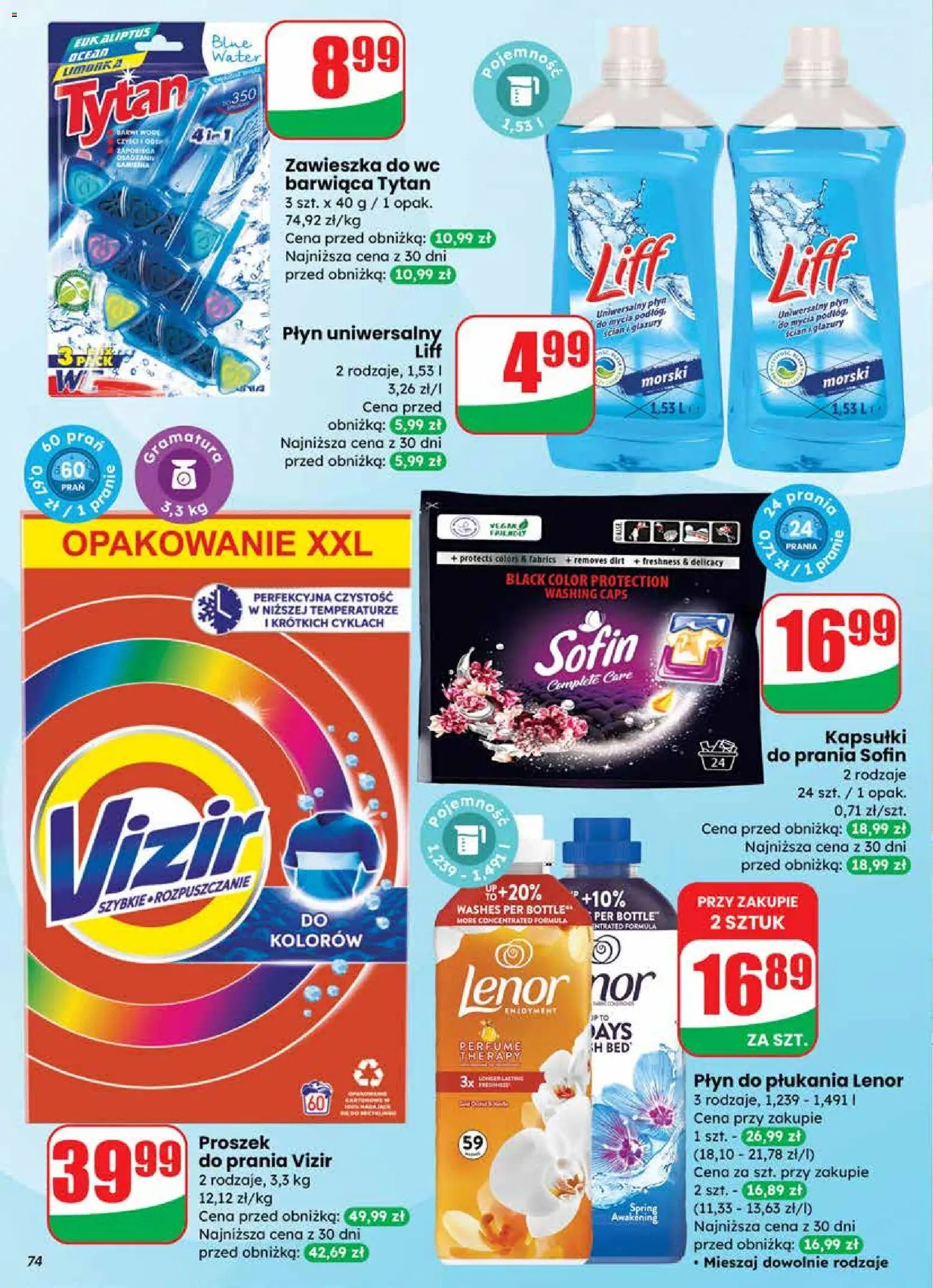 Dino Gazetka od 19.11.2025 | Strona: 74 | Produkty: Kapsułki do prania, Płyn do płukania Lenor, Proszek do prania, Detergent