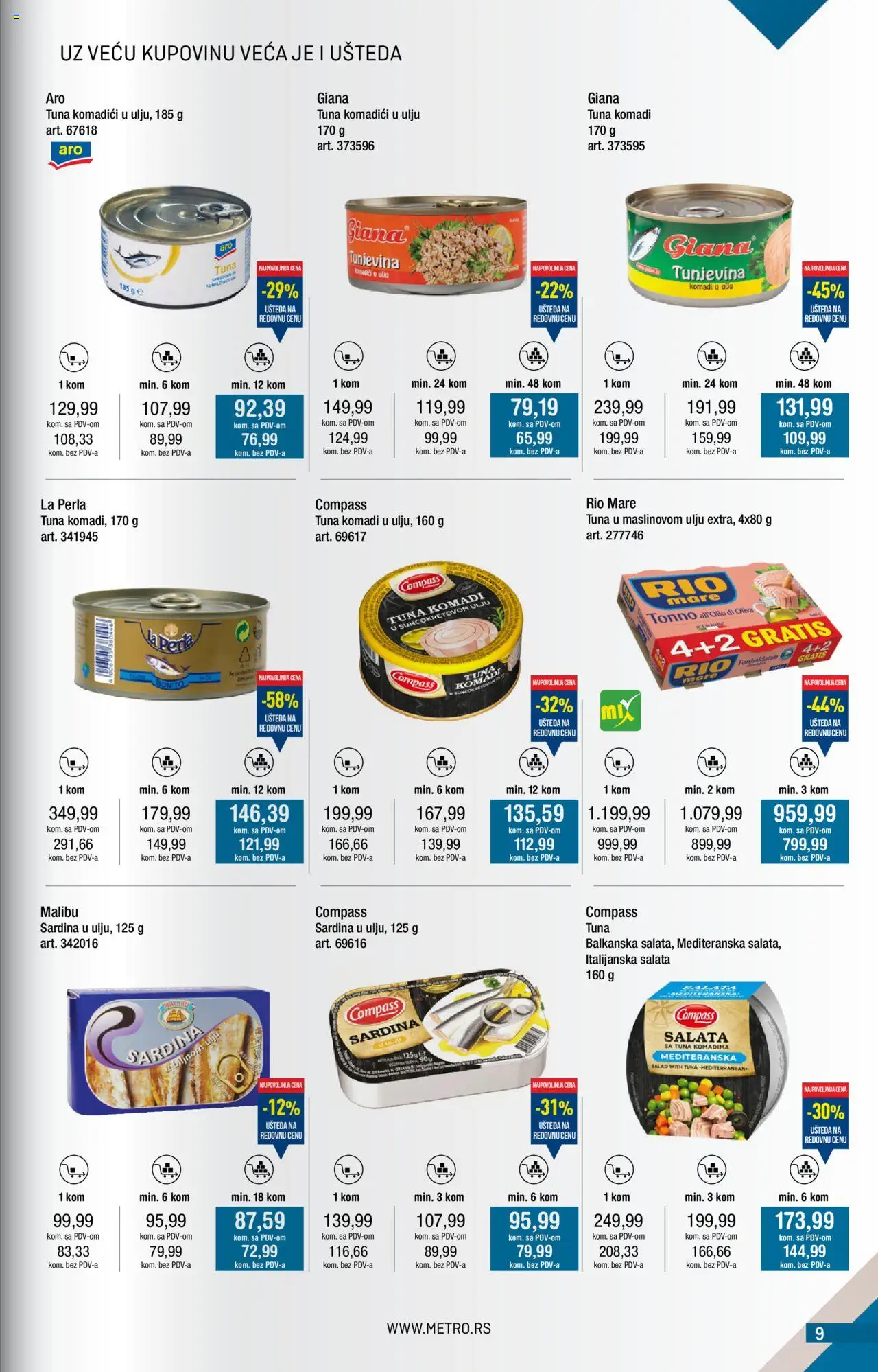 Metro katalog - važi od 01.06.2025 | Strana: 9 | Proizvode: Salata, Rio mare, Sardina