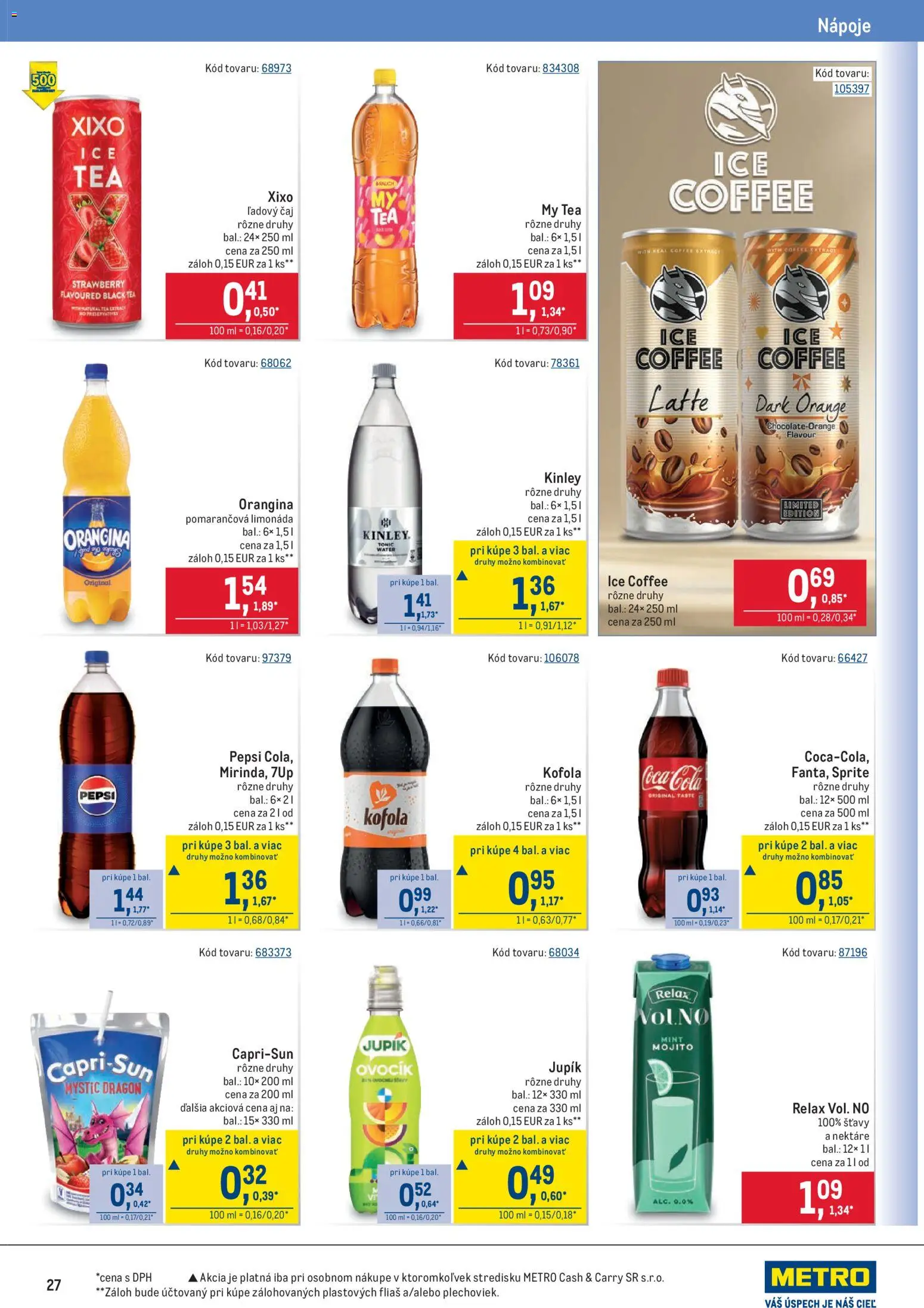 Nové Metro akcie – leták je platný od 25.02.2026 | Strana: 27 | Produkty: Kofola, Sprite, Pepsi, Cola