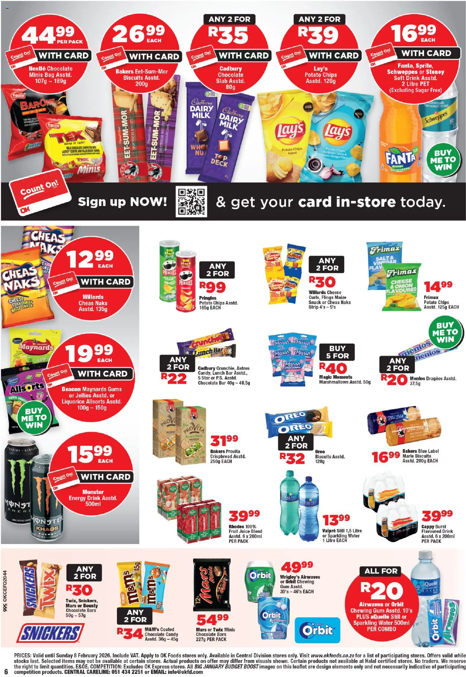 New OK Foods catalogue – valid from 21.01.2026 | Page: 6 | Products: Chocolate, Juice, Fanta, Sugar
