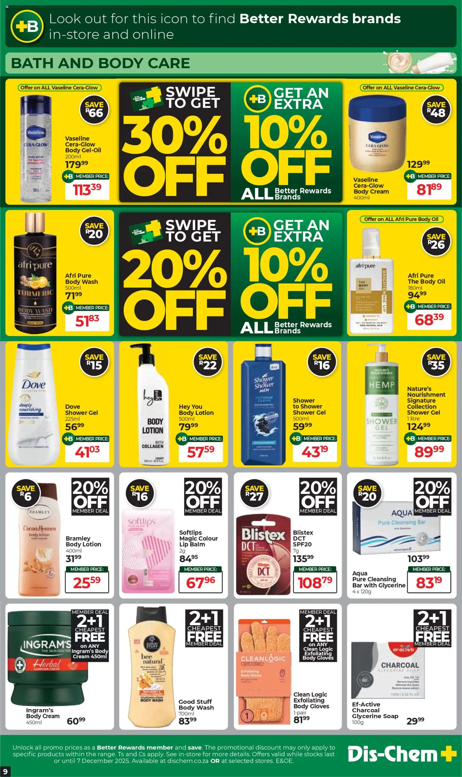 New Dis-Chem catalogue – valid from 18.11.2025 | Page: 9 | Products: Bath, Cream, Shower gel, Lotion