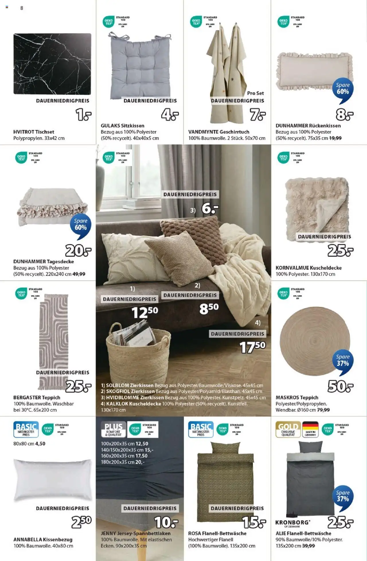 JYSK Produktkatalog – gültig ab 19.09.2025 | Seite: 8 | Produkte: Tagesdecke, Teppich