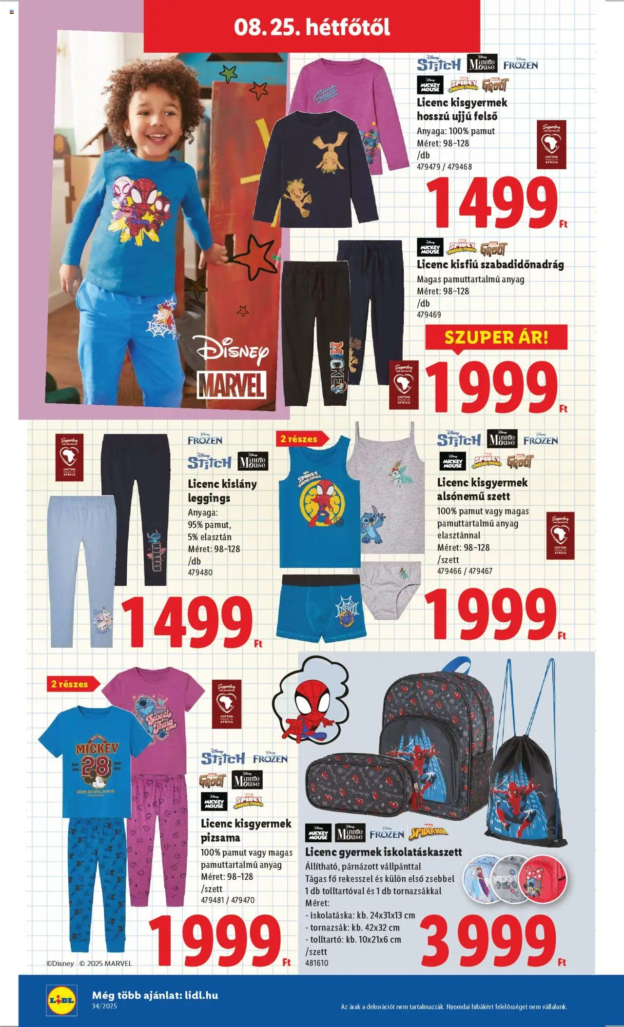 Lidl akciós ujság - amely érvényes a következő dátumtól: 21.08.2025 | Oldal: 50 | Termékek: Tolltartó, Pizsama, Leggings