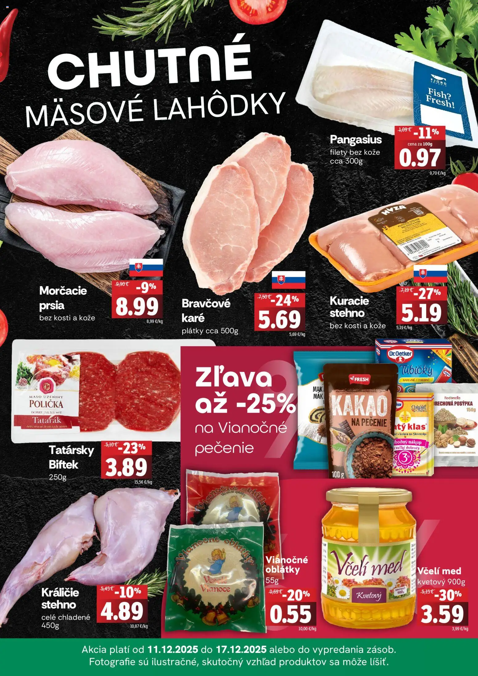 Nové Fresh akcie – leták je platný od 11.12.2025 | Strana: 2 | Produkty: Tatarák, Med, Kakao