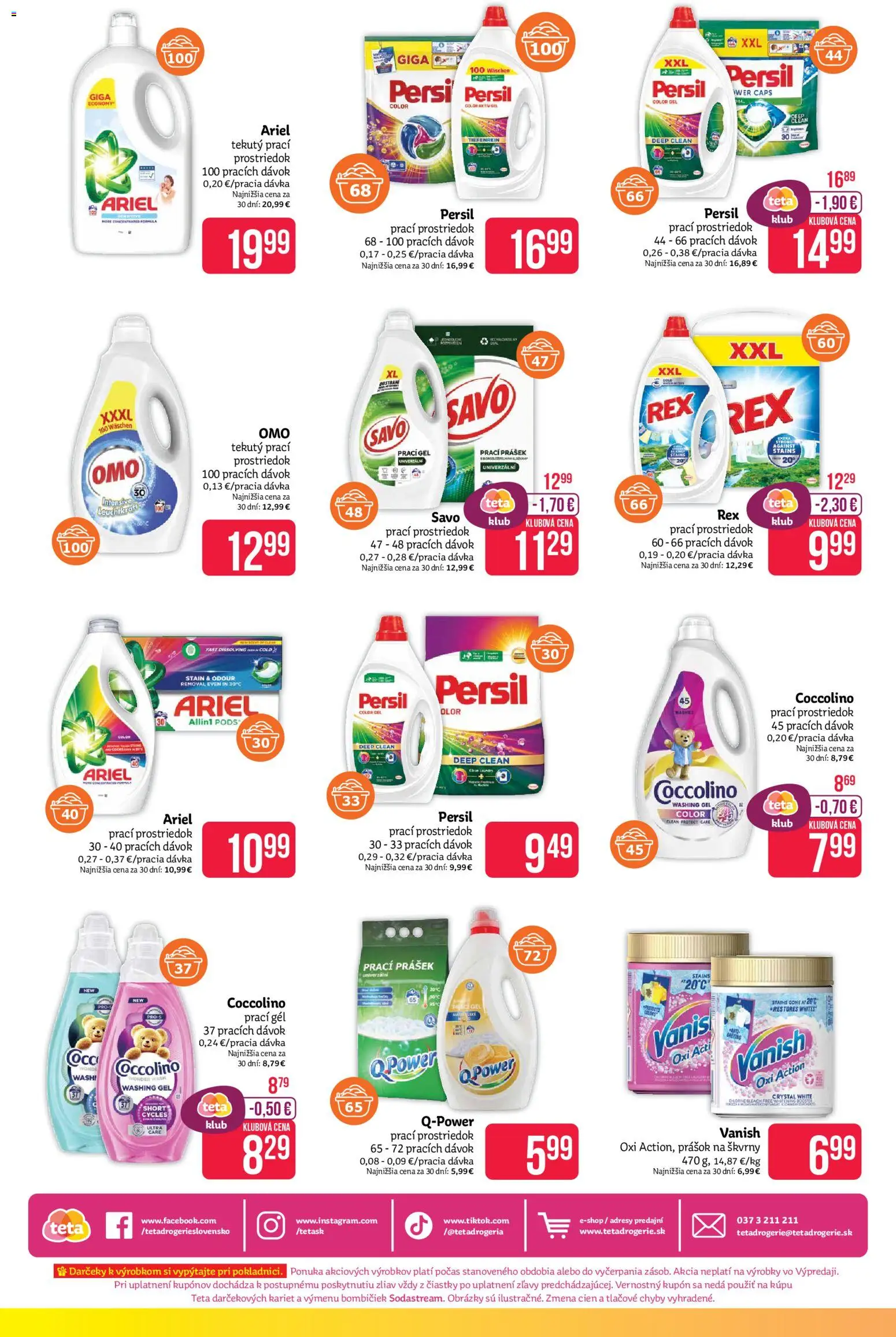 Nové Teta drogerie akcie – leták je platný od 02.02.2026 | Strana: 16 | Produkty: Persil, Savo, Ariel, Coccolino