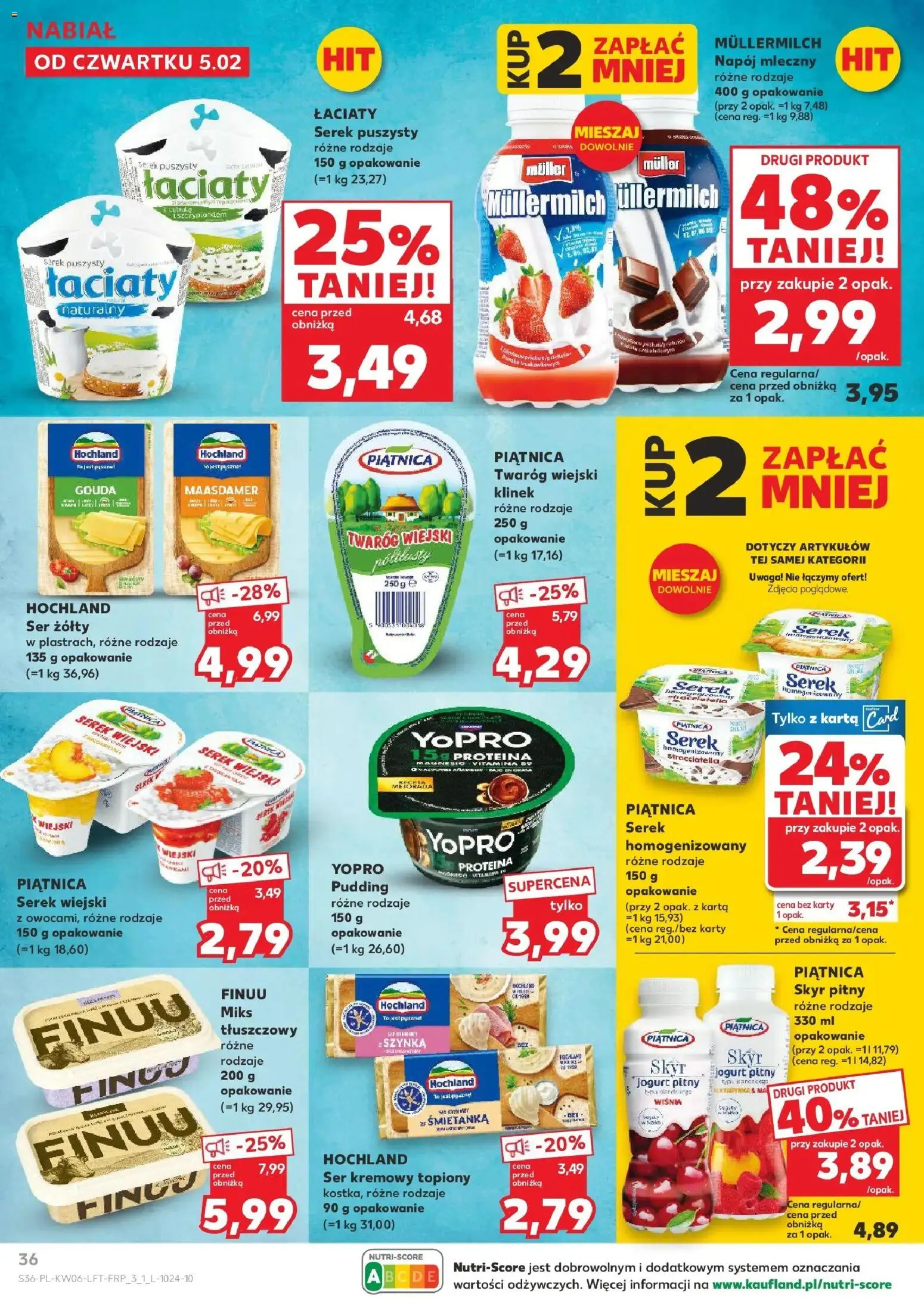 Kaufland gazetka od 05.02.2026 | Strona: 36 | Produkty: Ser żółty, Jogurt pitny, Ser, Skyr