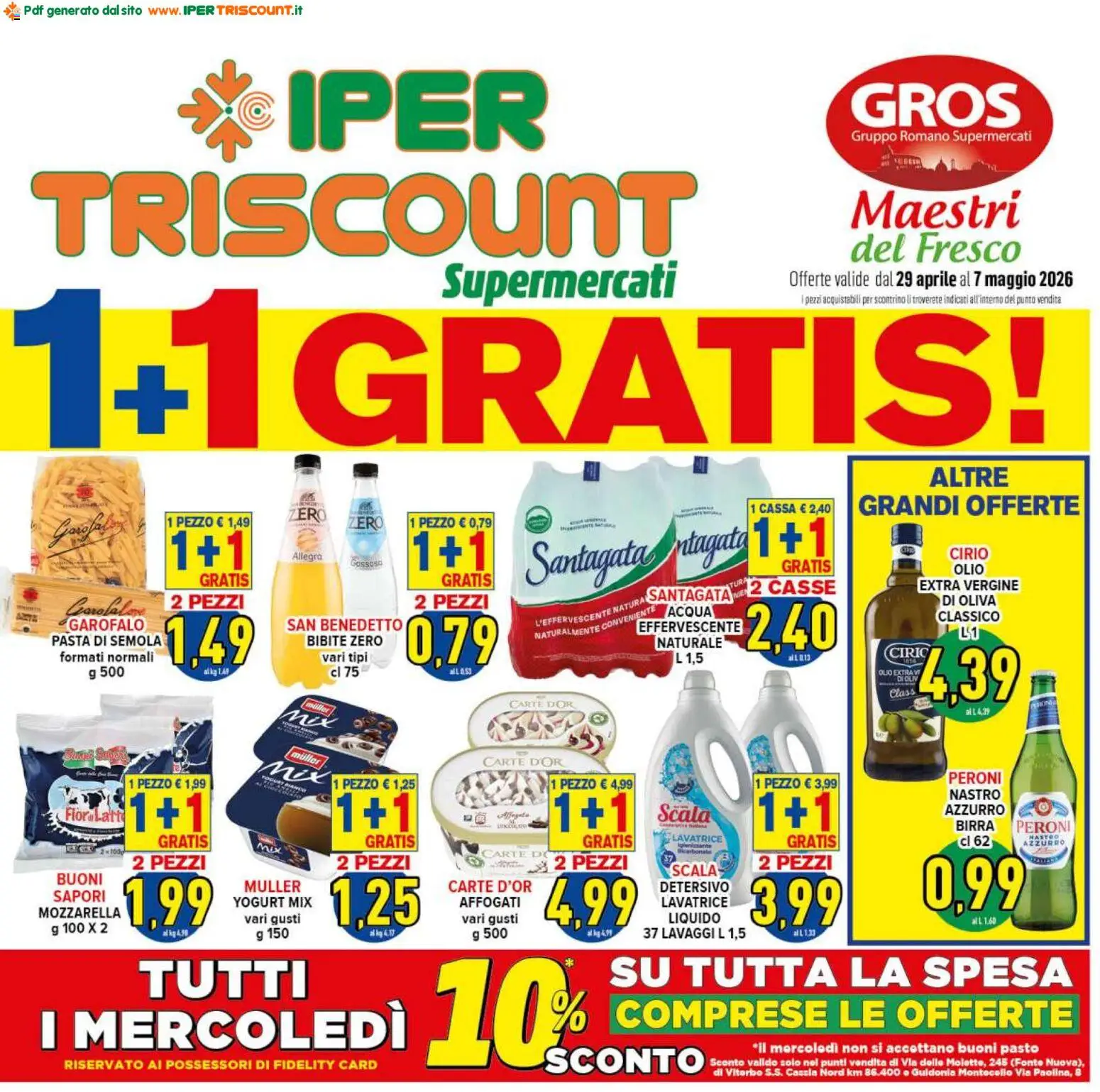Volantino Ipertriscount del 29.04.2026 | Pagina: 1 | Prodotti: Yogurt, Mozzarella, Pasta, Lavatrice