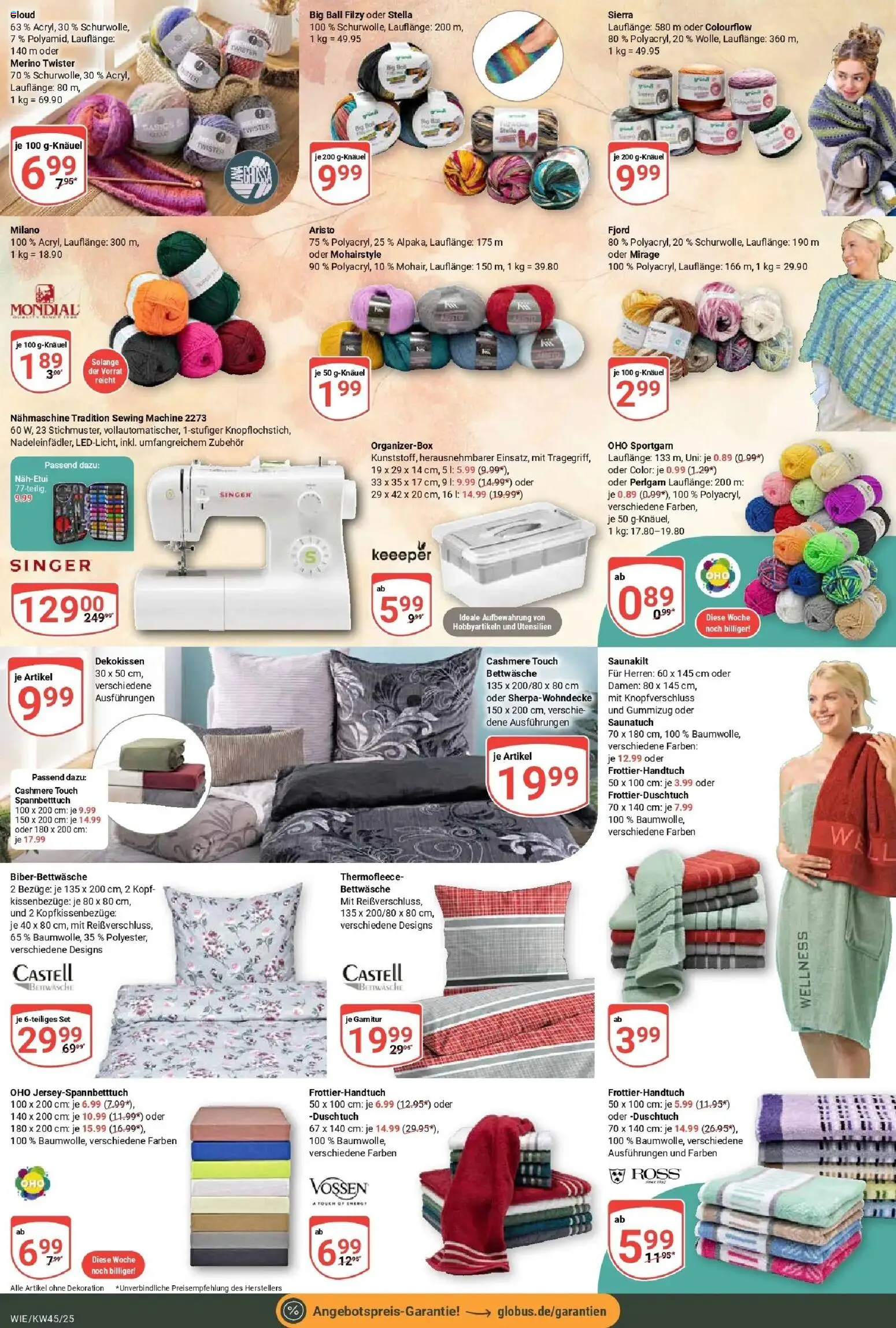 Globus prospekt Waghäusel	 – gültig ab 02.11.2025 | Seite: 29 | Produkte: Nähmaschine, Bettwäsche
