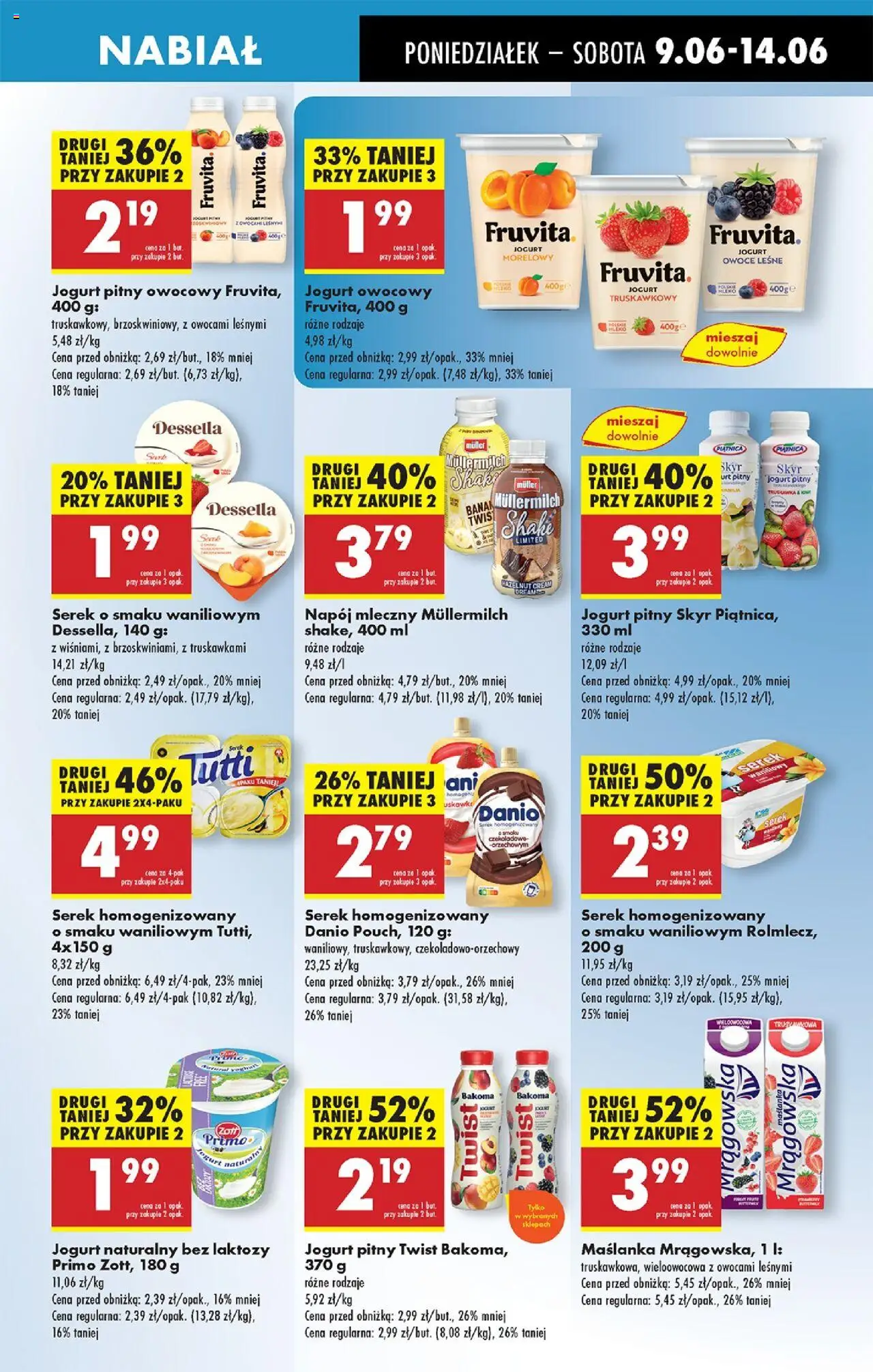 Biedronka gazetka od 09.06.2025 | Strona: 35 | Produkty: Bez laktozy, Serek homogenizowany, Jogurt naturalny, Skyr