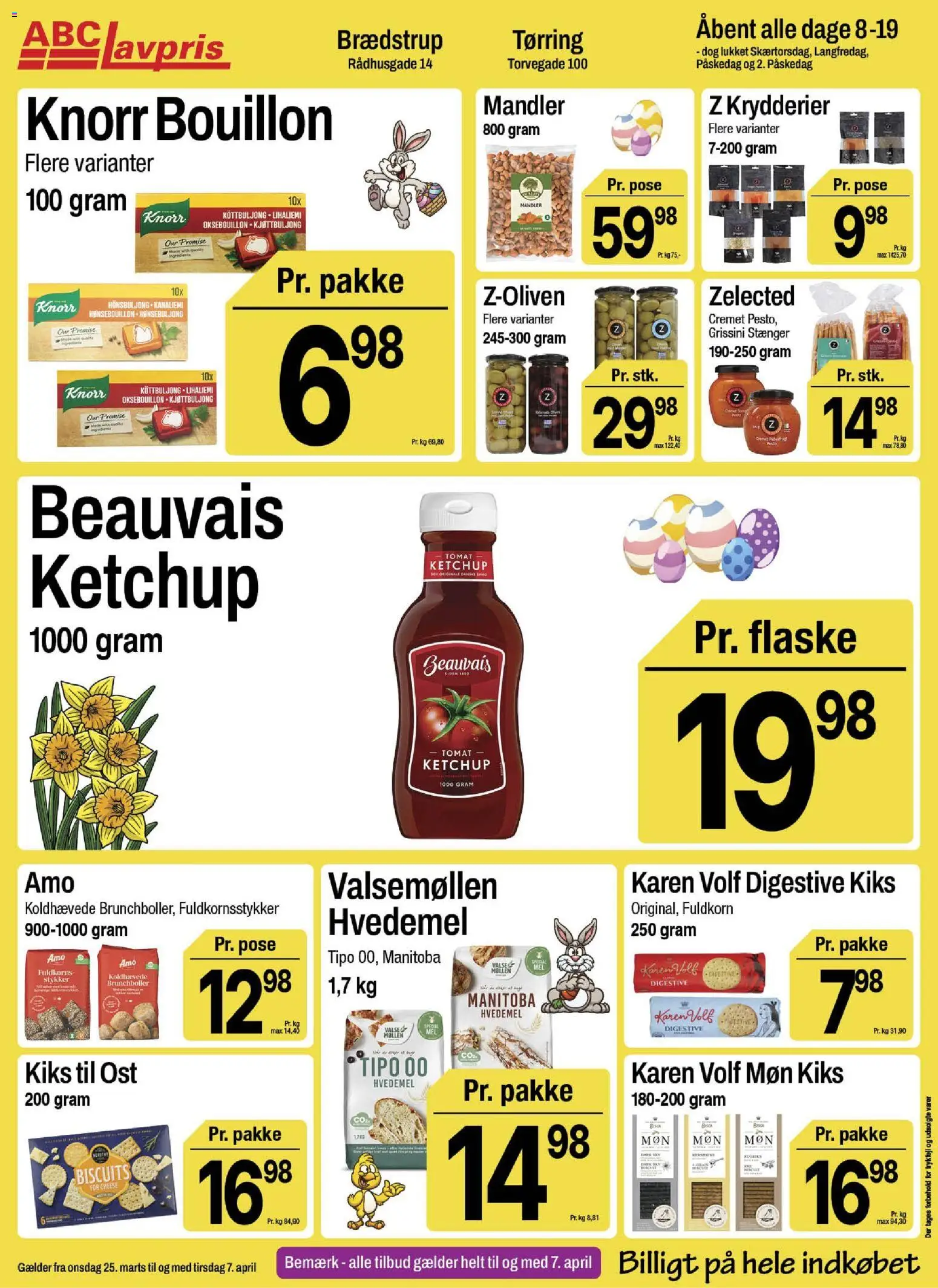 Abc Lavpris tilbudsavis – gyldig fra 25.03.2026 | Side: 12 | Produkter: Bouillon, Ost, Ketchup, Hvedemel