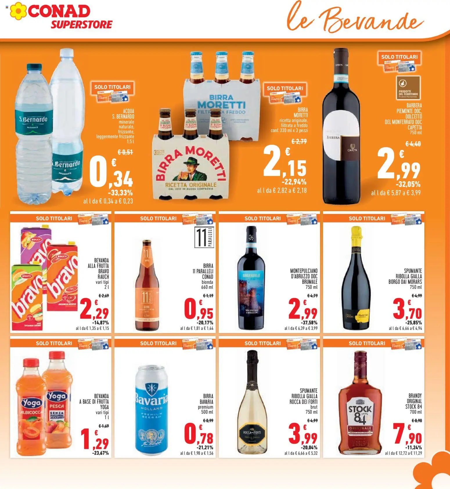 Volantino Conad del 20.11.2025 | Pagina: 23 | Prodotti: Pesca, Birra Moretti, Spumante, Brandy