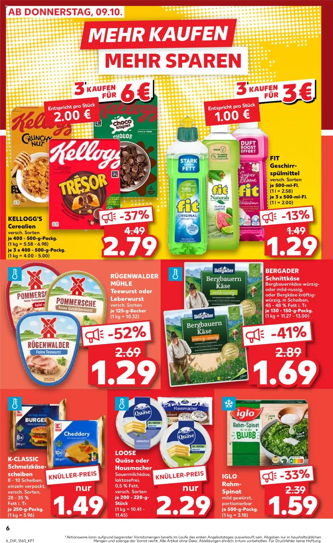 Kaufland prospekt Kiel	 – gültig ab 09.10.2025 | Seite: 6 | Produkte: Mühle, Iglo, Duft, Kellogg's