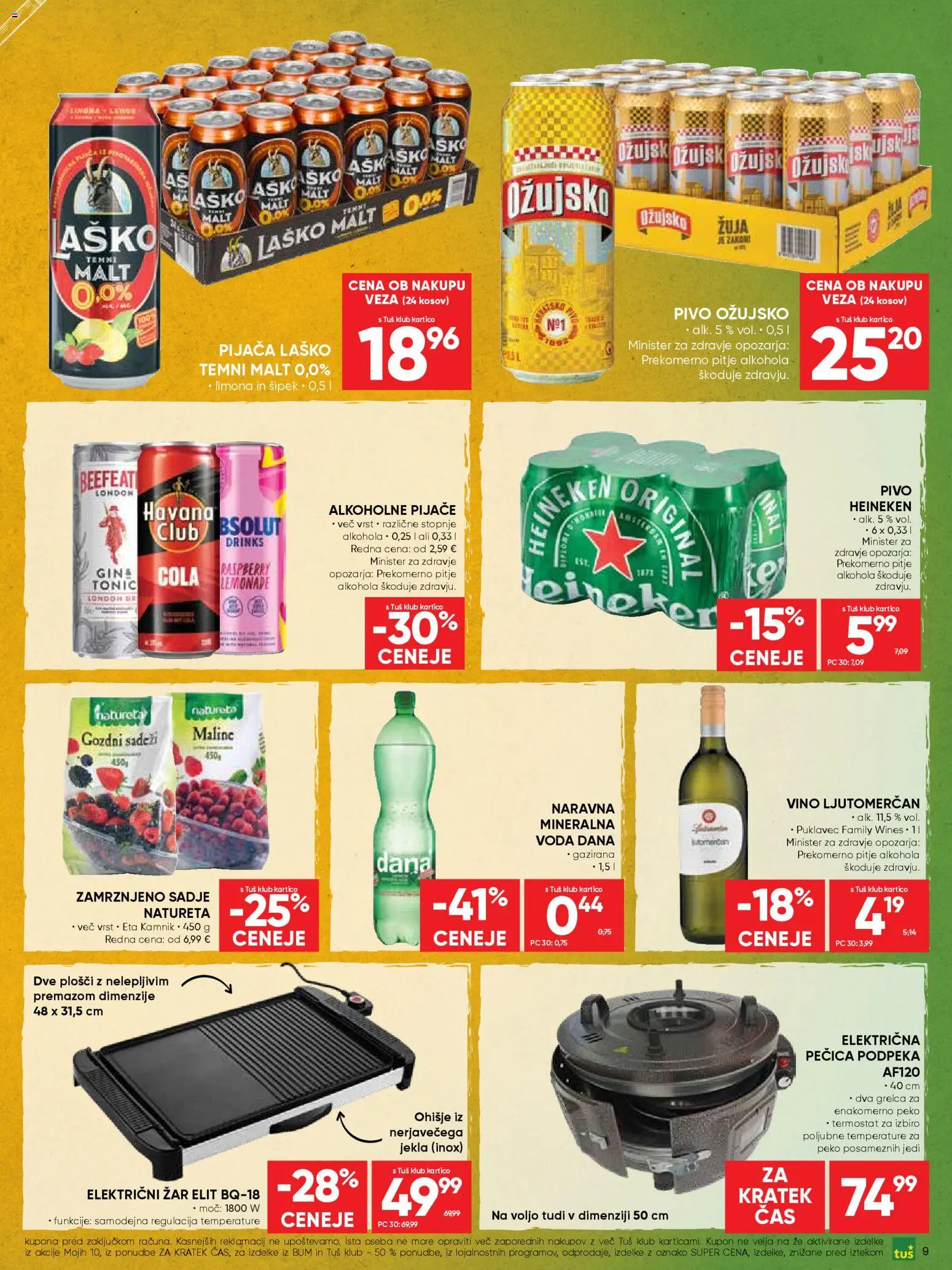 Novi Tuš katalog ponudbe – veljaven od 15.04.2026 | Stran: 9 | Izdelki: Falafel, Pecica, Zar, Voda