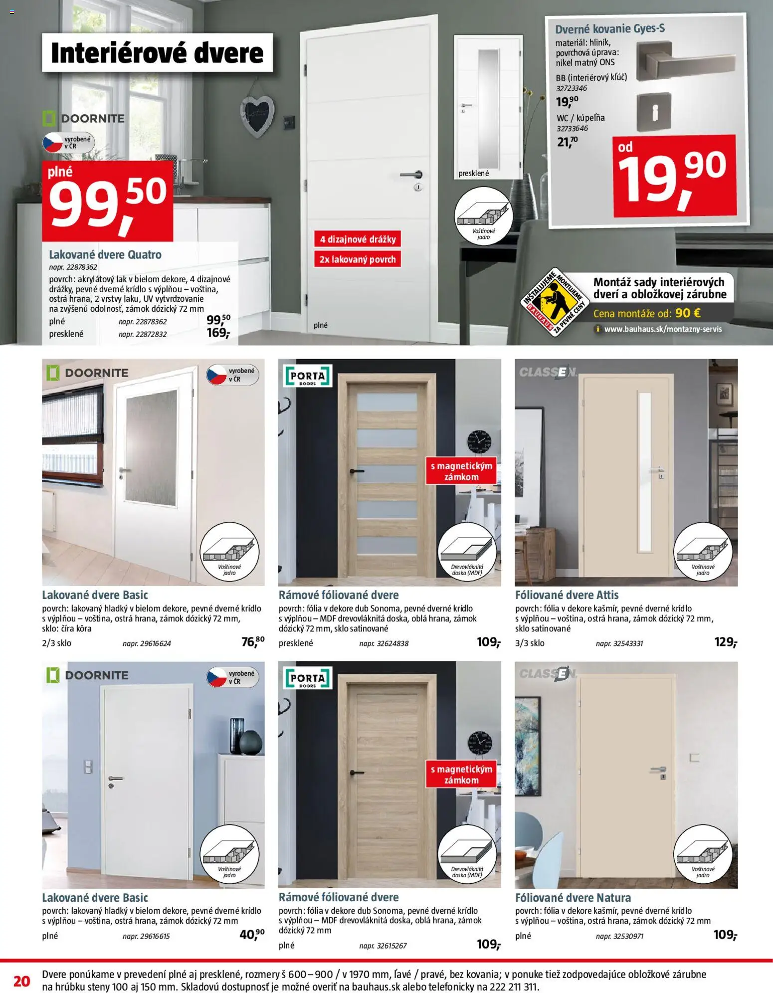 Nové Bauhaus akcie – leták je platný od 08.12.2025 | Strana: 20 | Produkty: Kúpelňa, Kovanie, Dvere, Interiérové dvere