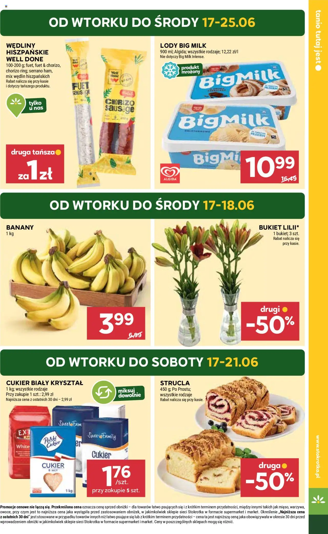 Stokrotka Gazetka od 17.06.2025 | Strona: 3 | Produkty: Stokrotka, Big Milk, Wędliny, Banany