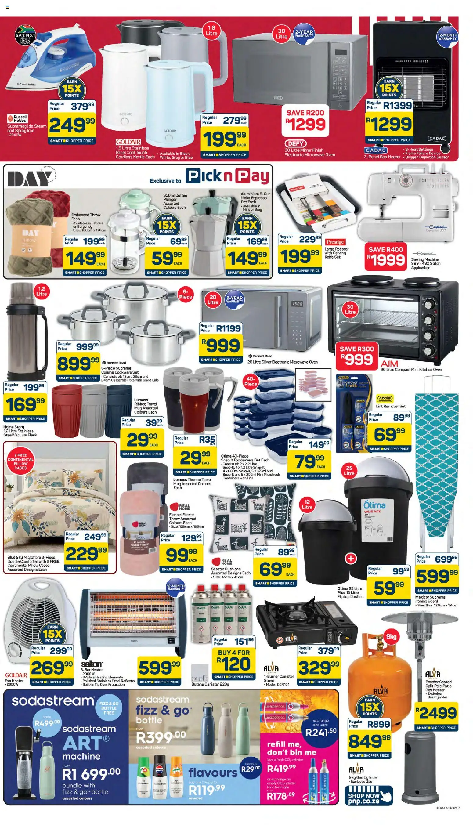 New Pick n Pay catalogue – valid from 24.04.2026 | Page: 7 | Products: Sewing machine, Ironing board, Pots, Powder