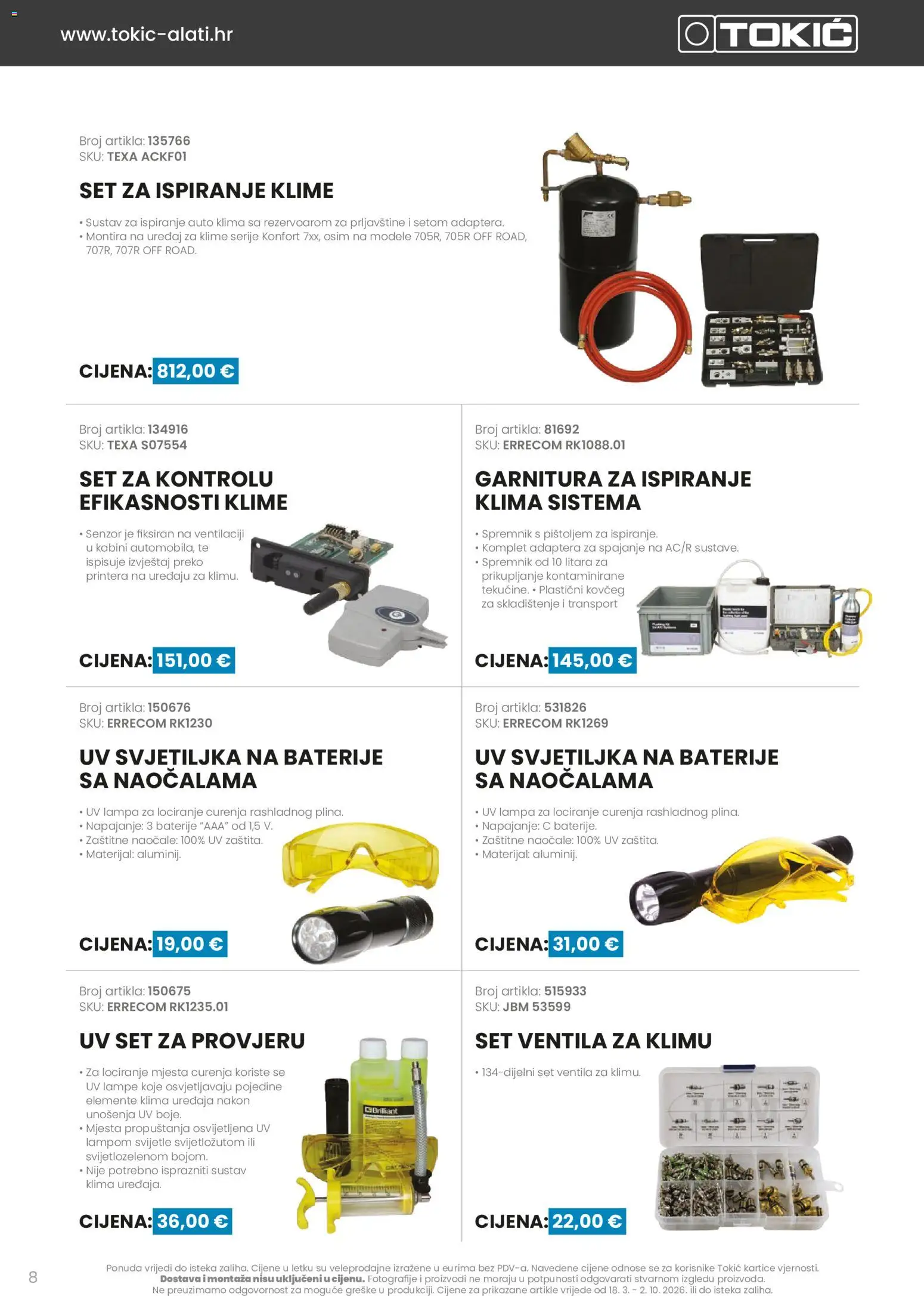 Tokić katalog | vrijedi od 18.03.2026 | Stranica: 8 | Proizvodi: Svjetiljka, Klima, Baterije, Naočale