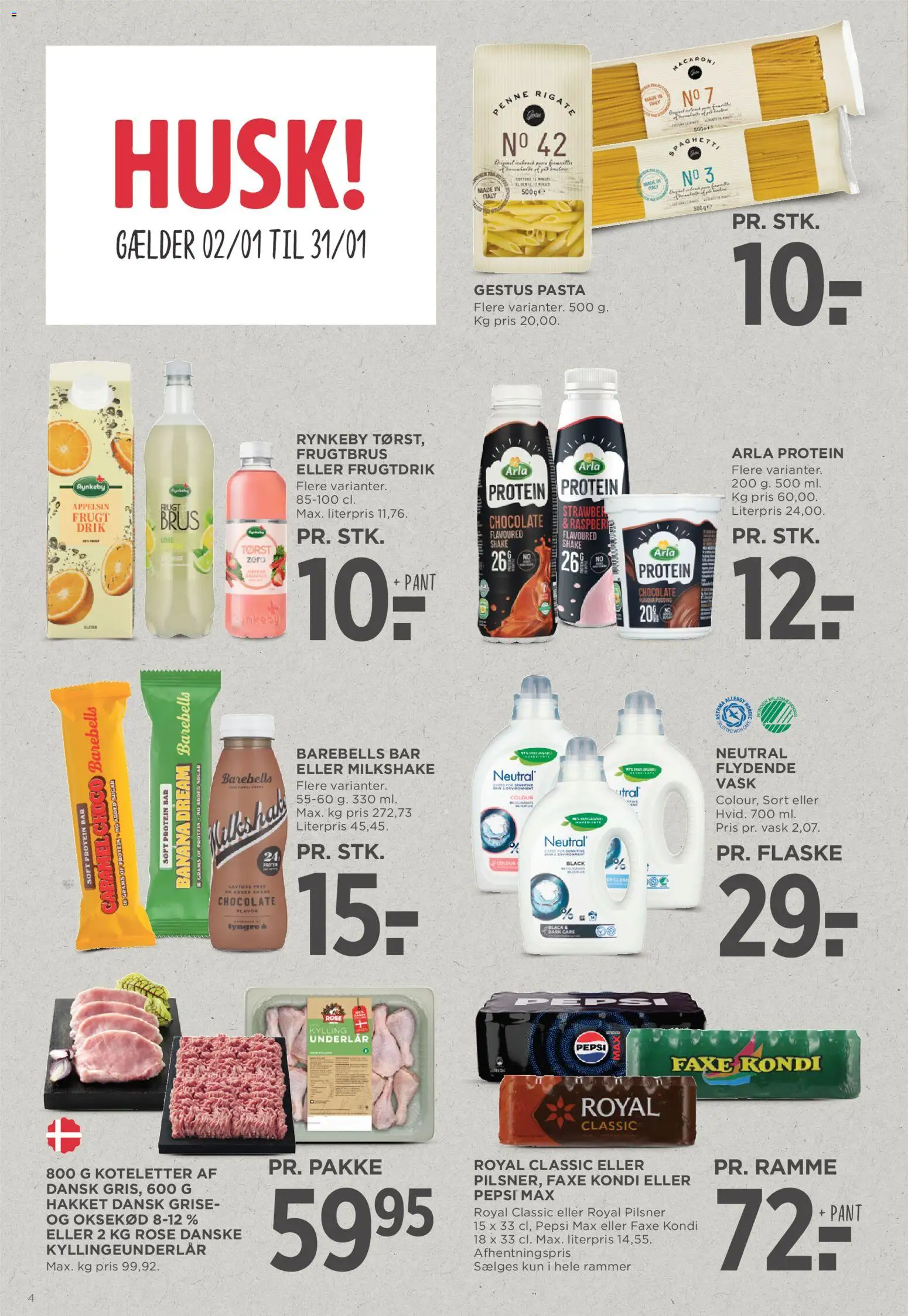 Meny tilbudsavis – gyldig fra 02.01.2026 | Side: 19 | Produkter: Koteletter, Lime, Faxe Kondi, Pepsi