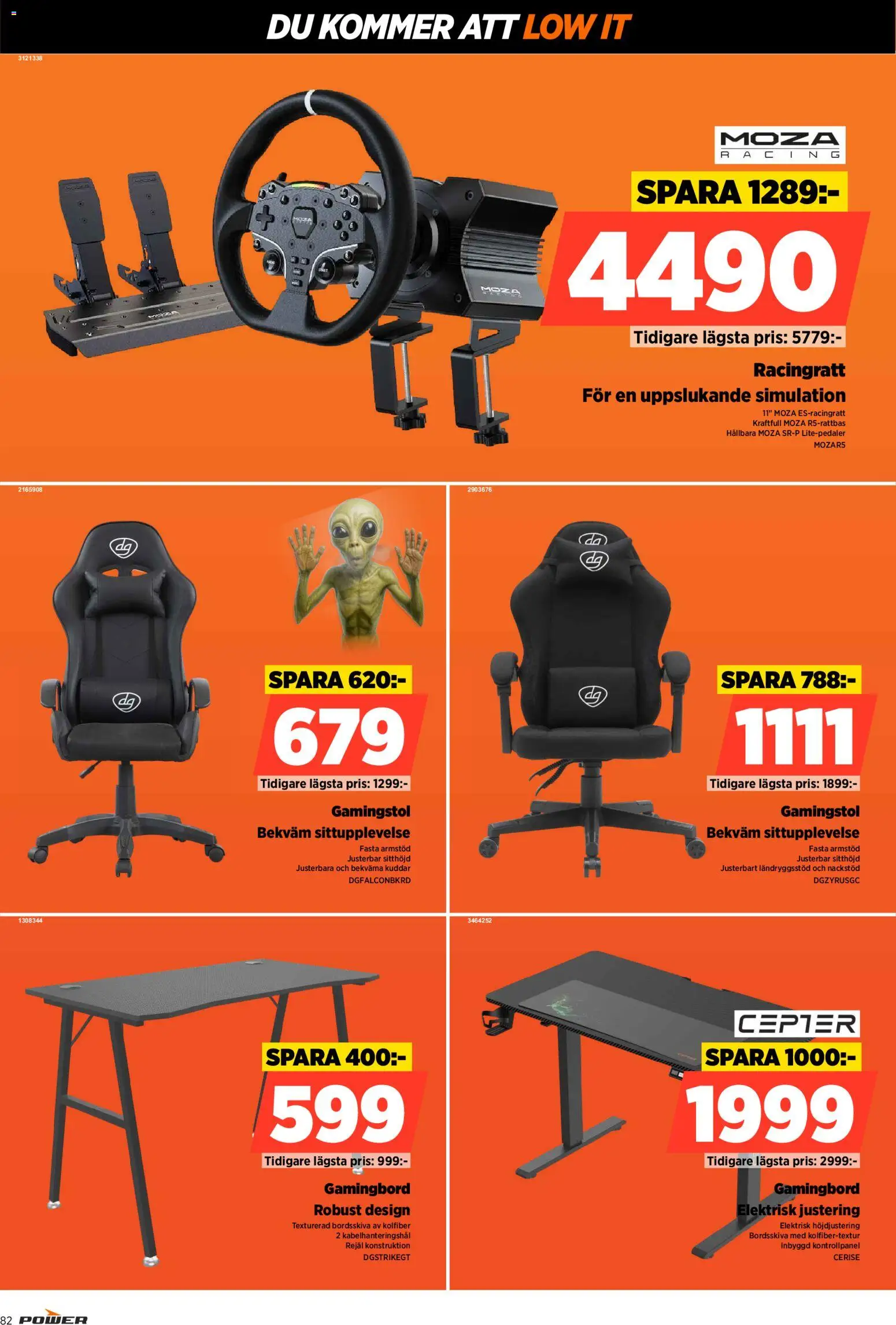 Power reklamblad aktuell från 24.11.2025 | Sida: 82 | Produkter: Gamingstol, Gamingbord