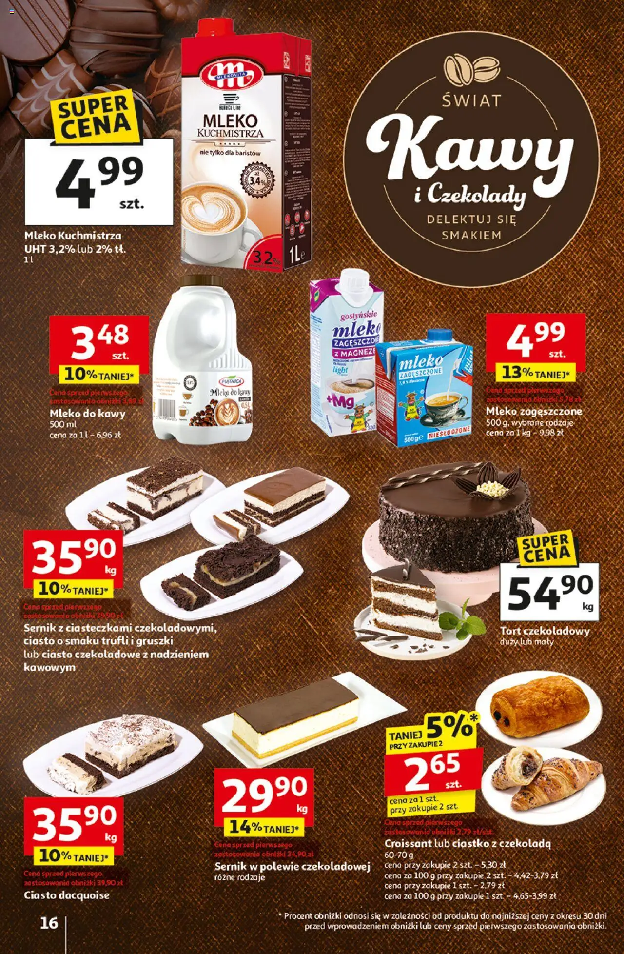 Auchan Gazetka - Wielkie przeboje cenowe Hipermarket od 23.10.2025 | Strona: 16 | Produkty: Czekolady, Ciasto, Mleka, Mleko do kawy